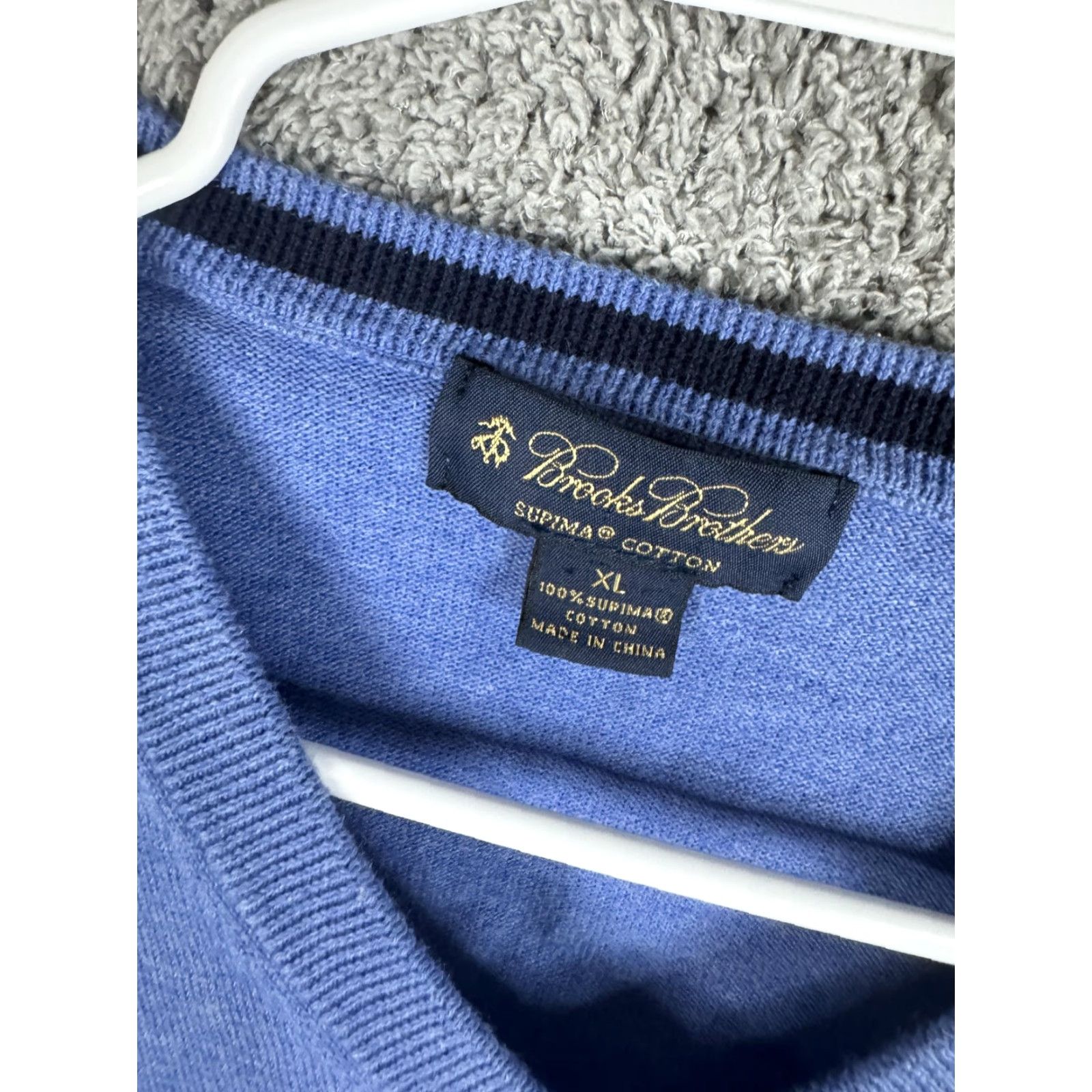 Brooks Brothers Brooks Brothers Sweater Vest Mens XL Blue Supima Cotton V-Neck Knit Pullover Size US XL / EU 56 / 4 - 2 Thumbnail