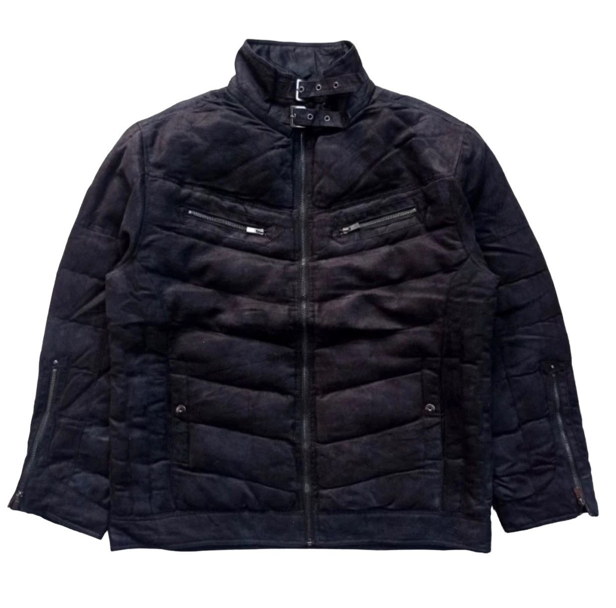 image of If Six Was Nine x Le Grande Bleu L G B Bareback/realdress Suede Multizip Puffer Jacket in Black (Si