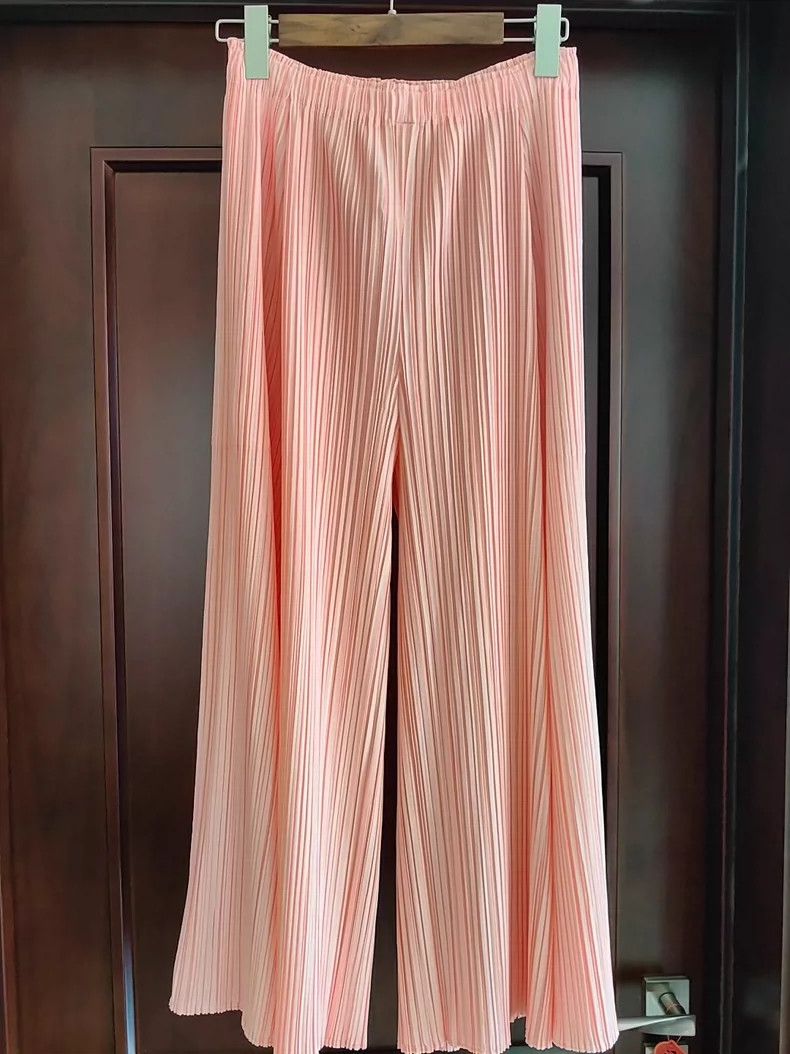 Issey Miyake Issey Miyake Pink Pleated Wide-Leg Pants- dmc Size US 30 / EU 46 - 1 Thumbnail