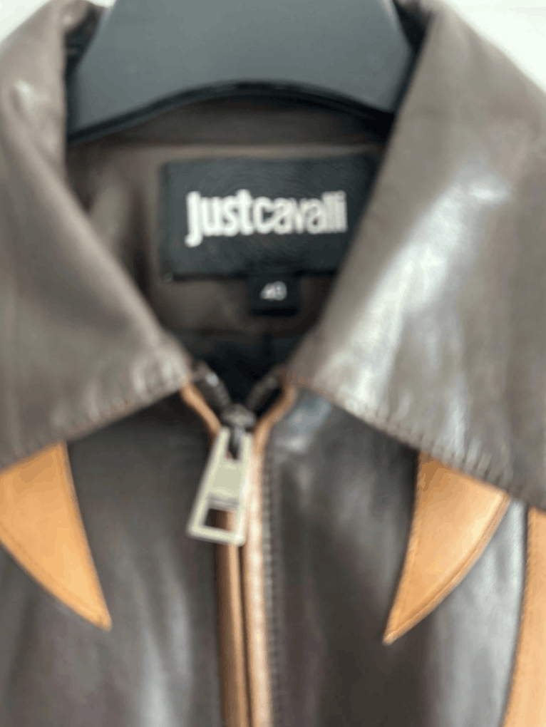 Just Cavalli Roberto Cavalli Laather Jacket Bomber Biker Moto Crop EX0213 Size S / US 4 / IT 40 - 3 Thumbnail