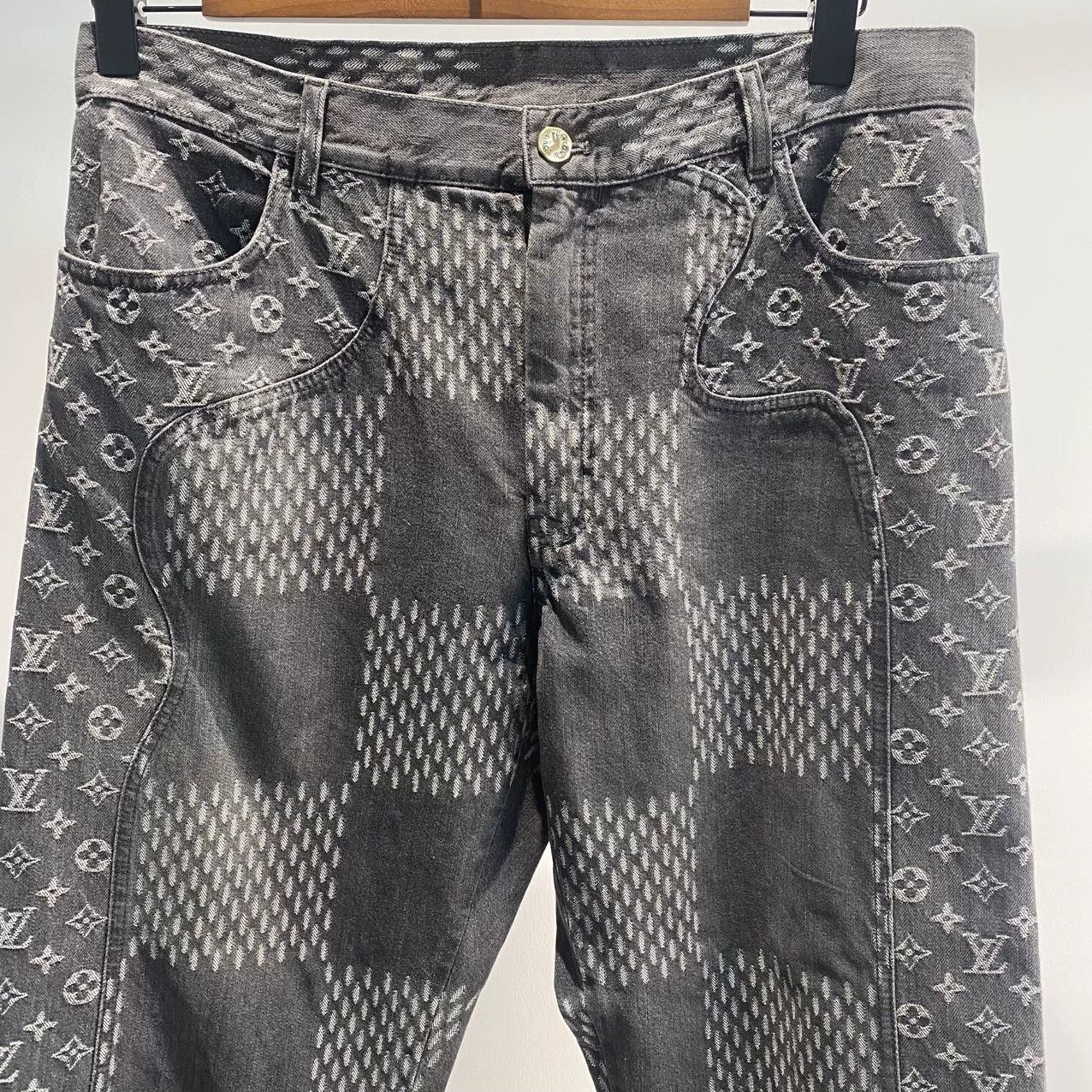 Louis Vuitton LV Black White Checkered Jeans Size US 34 / EU 50 - 1 Thumbnail