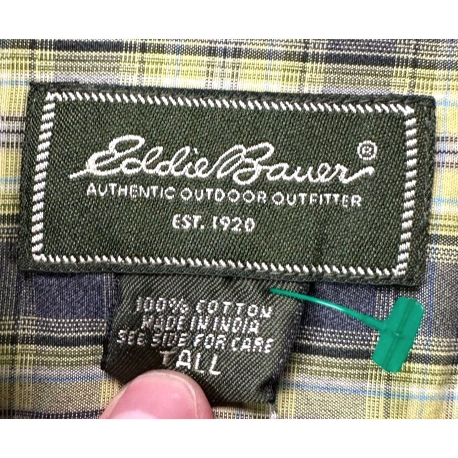 Eddie Bauer Eddie Bauer Button Up Shirt Mens Large Tall Yellow Plaid Long Sleeve Pocket Button Up Regular Fit Size US L / EU 52-54 / 3 - 5 Thumbnail