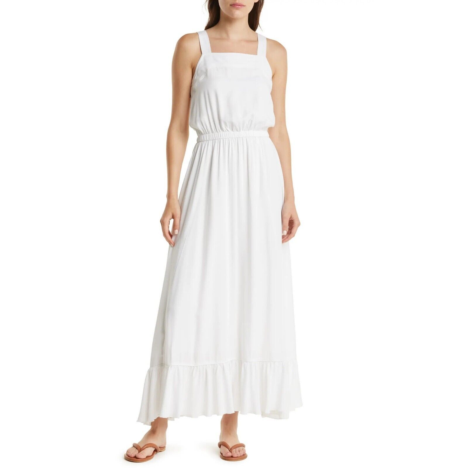 Splendid Splendid Women White Viscose Ruffle Maxi Flare Sundress M Size M / US 6-8 / IT 42-44 - 1 Thumbnail