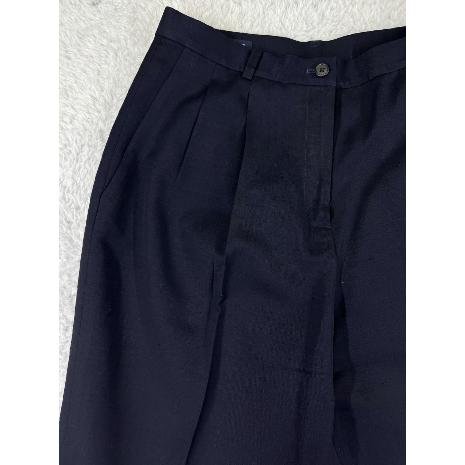 Vintage VINTAGE String Bean Dress Pants Womens 9 Blue Polyester Blend Pleated Twill High Rise Straight Regular Zipper Size 30" / US 8 / IT 44 - 7 Thumbnail
