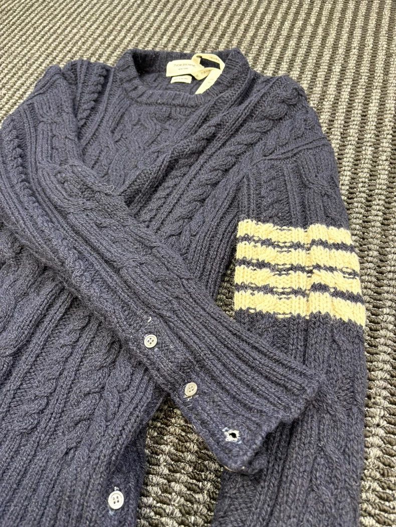 Thom Browne Thom Browne Blue and grey wool round neck sweater Size US L / EU 52-54 / 3 - 3 Thumbnail