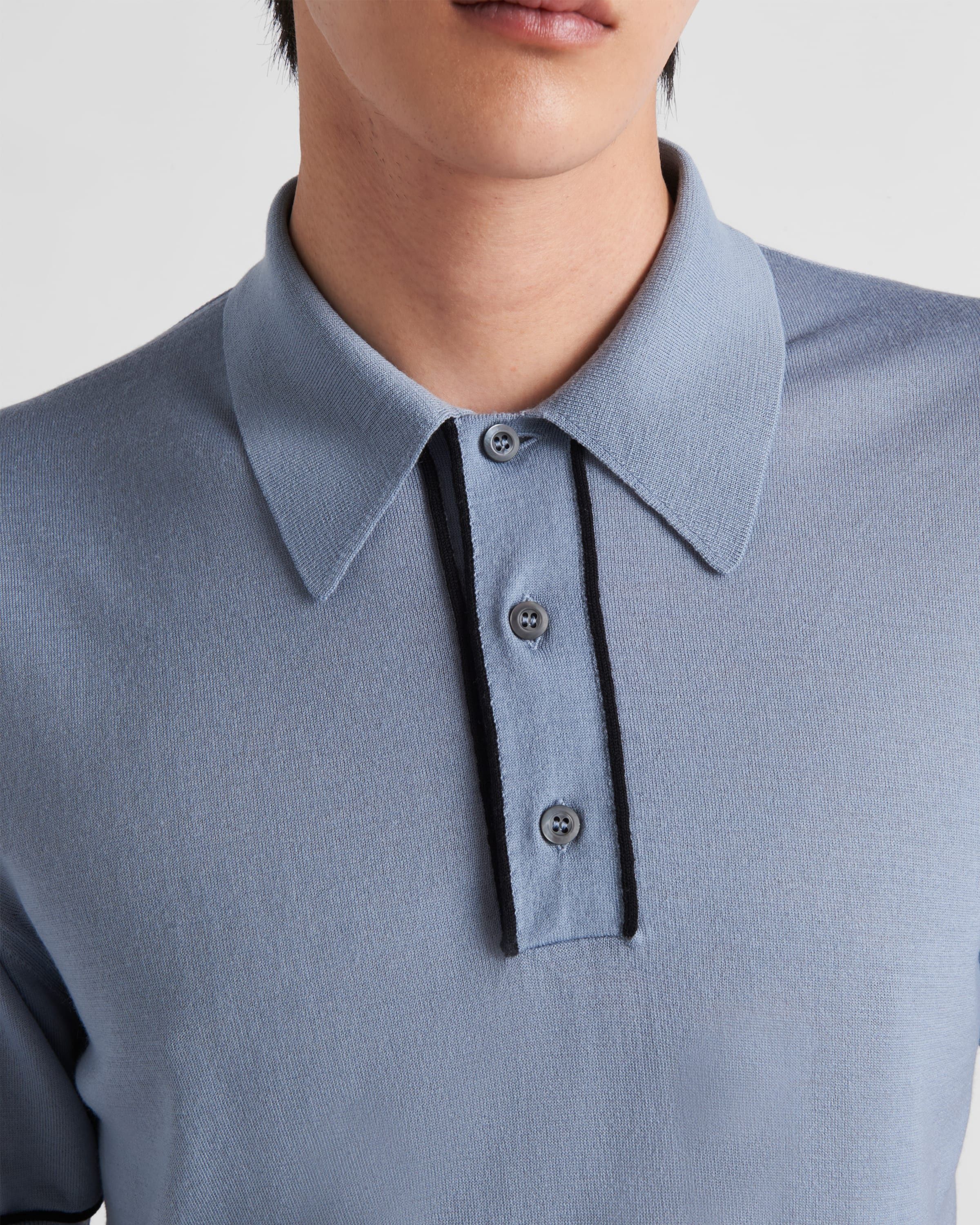 Prada o1bcso1str1025 Superfine Wool Polo Shirt in Blue Size US L / EU 52-54 / 3 - 4 Thumbnail
