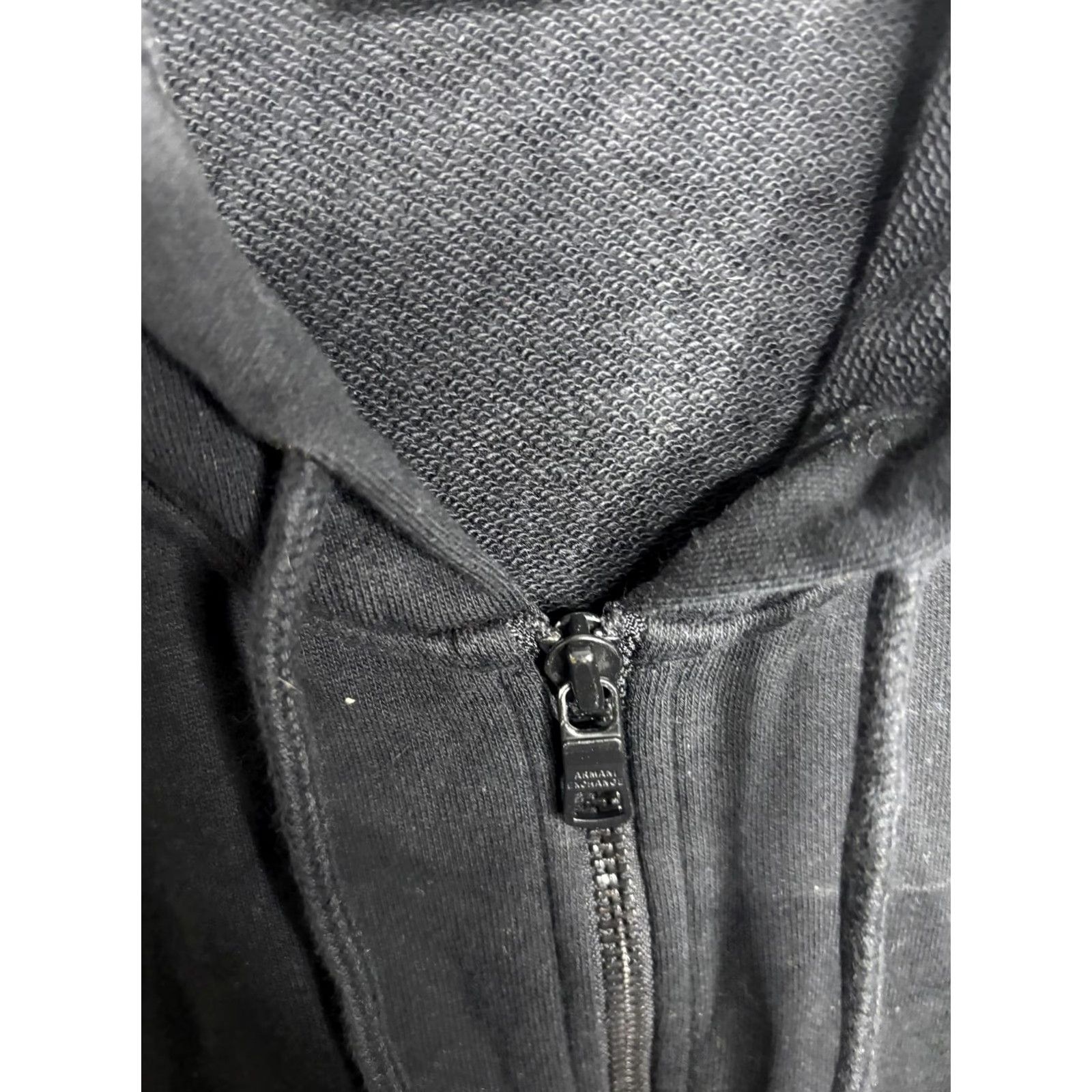 Armani Exchange VINTAGE Armani Exchange Hoodie Womens Large Black Full Zip Hooded Sweatshirt Rhinestone Logo Size L / US 10 / IT 46 - 4 Thumbnail