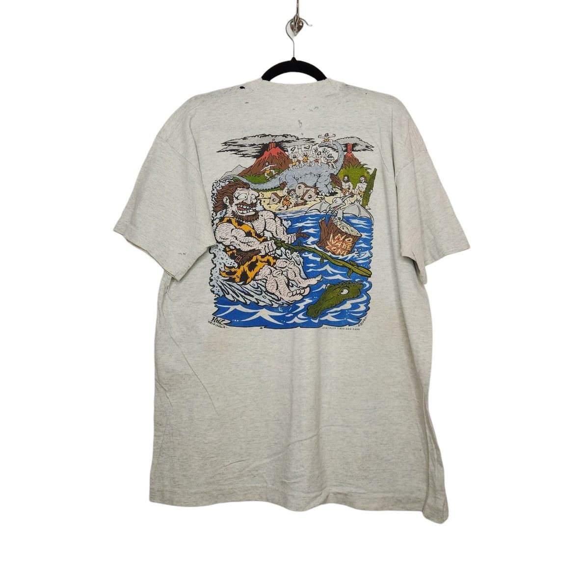 Fruit Of The Loom Vintage Nashville No Wake Zone Ski Shop Cavemen Art Thrashed Size US XL / EU 56 / 4 - 1 Thumbnail