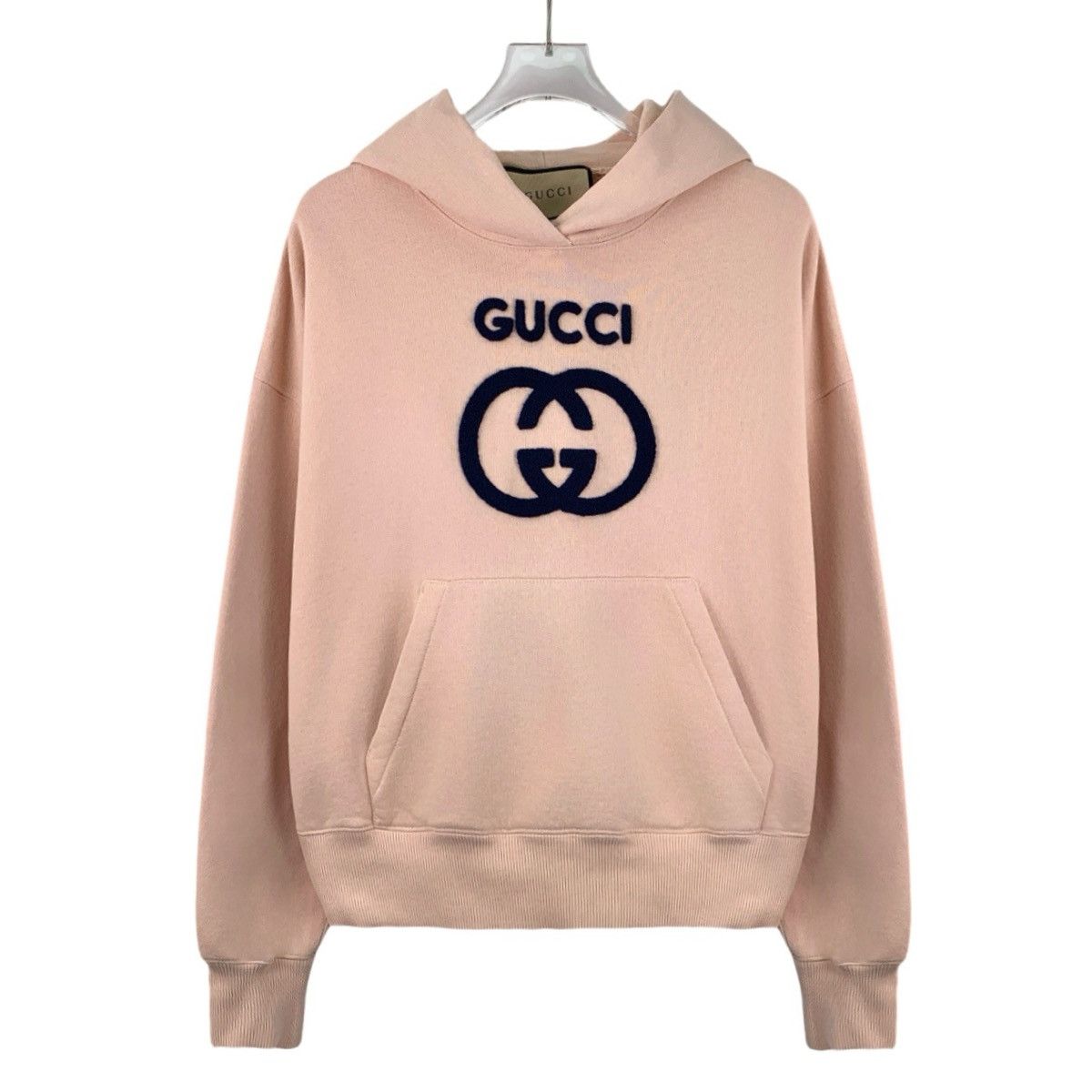 Gucci Gucci Pink Logo Flocked Cotton Hooded Sweatshirt K26WX Size S / US 4 / IT 40 - 1 Thumbnail