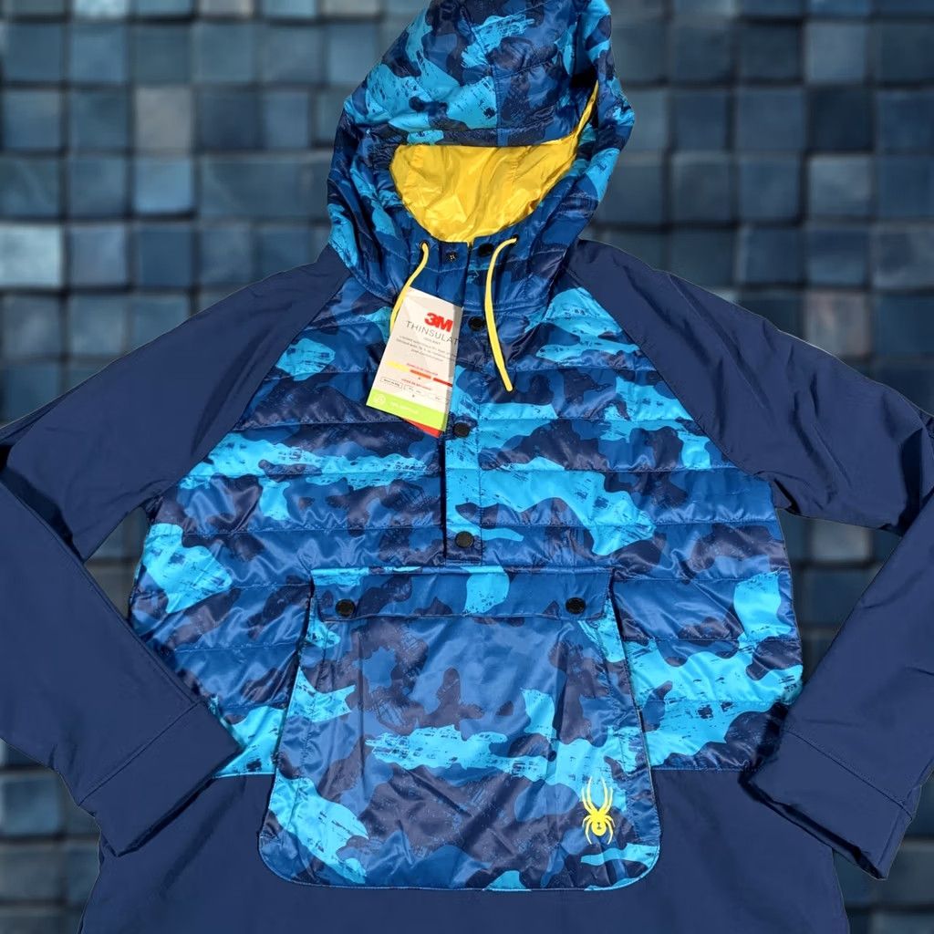 Spyder Spyder Jacket Womens Large Blue Camo Glissade Hybrid Anorak Insulated Hooded Size L / US 10 / IT 46 - 1 Thumbnail
