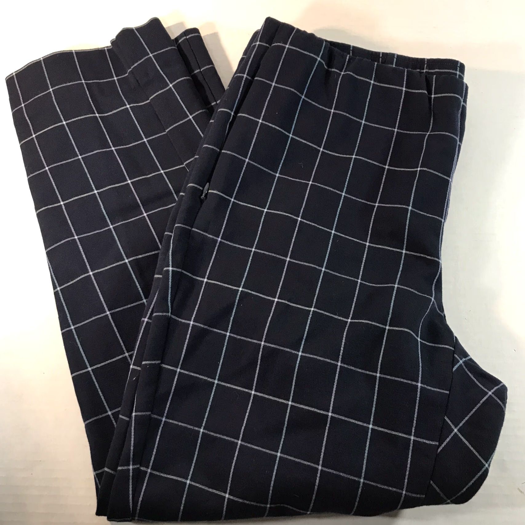 J. Jill J. Jill Skinny Pants Womens 14P Petite Chino Knit Plaid Blue Elastic Waist Flat Front Size 14P Inseam 26in Slit Pockets Modern Casual Workwear Size 36" / US 14 / IT 50 - 3 Thumbnail