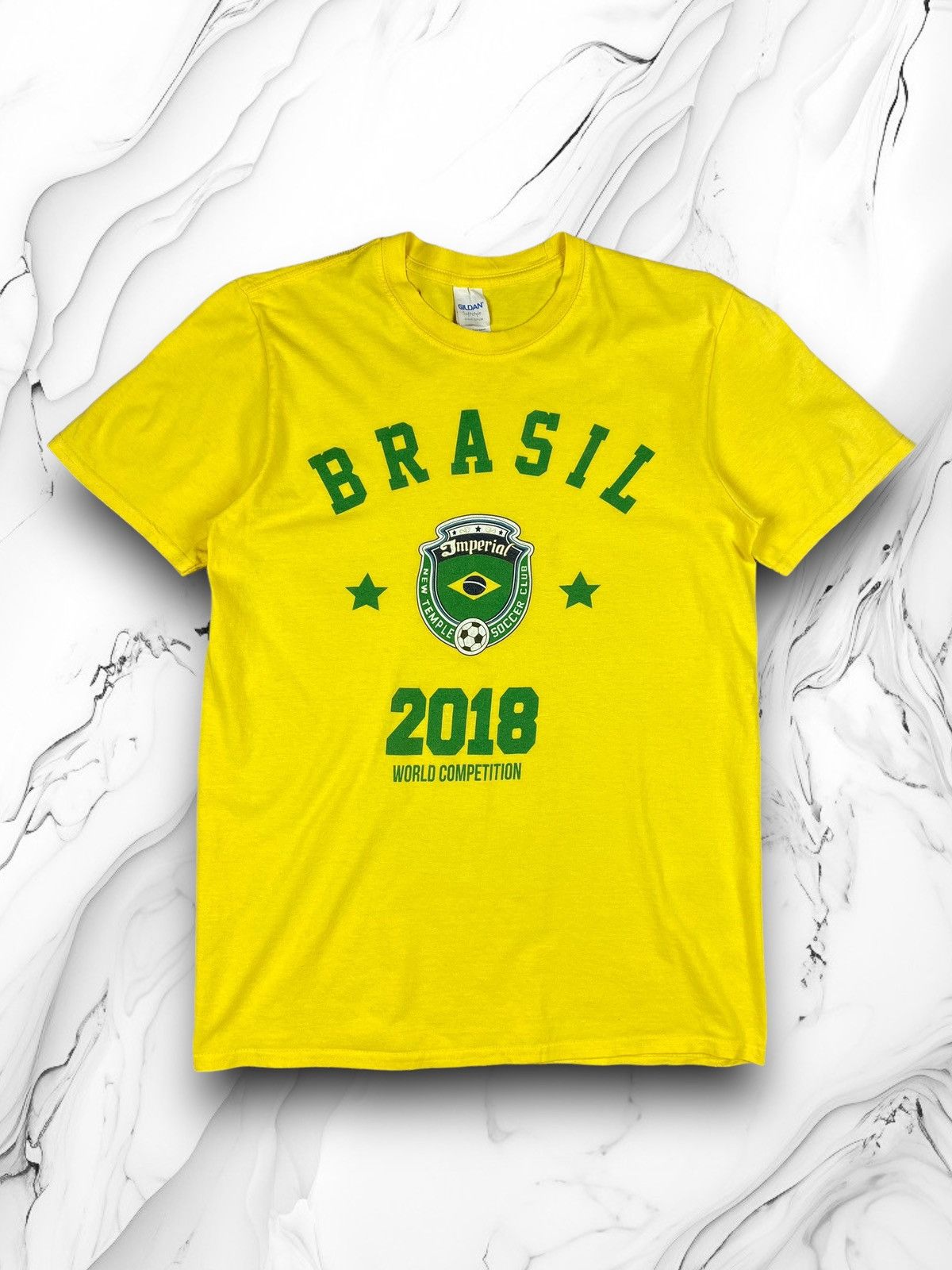 Gildan Vintage Brasil 2018 Soccer Jersey T Shirt Tee Size US M / EU 48-50 / 2 - 1 Thumbnail