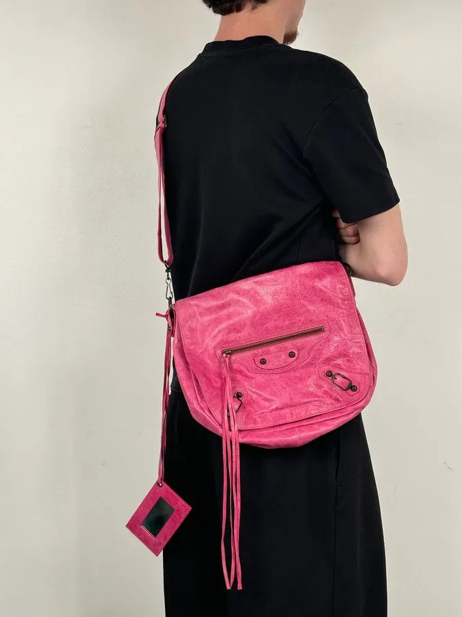 Balenciaga Balenciaga Moto City Messenger Studded Pink Bag Size ONE SIZE - 3 Thumbnail