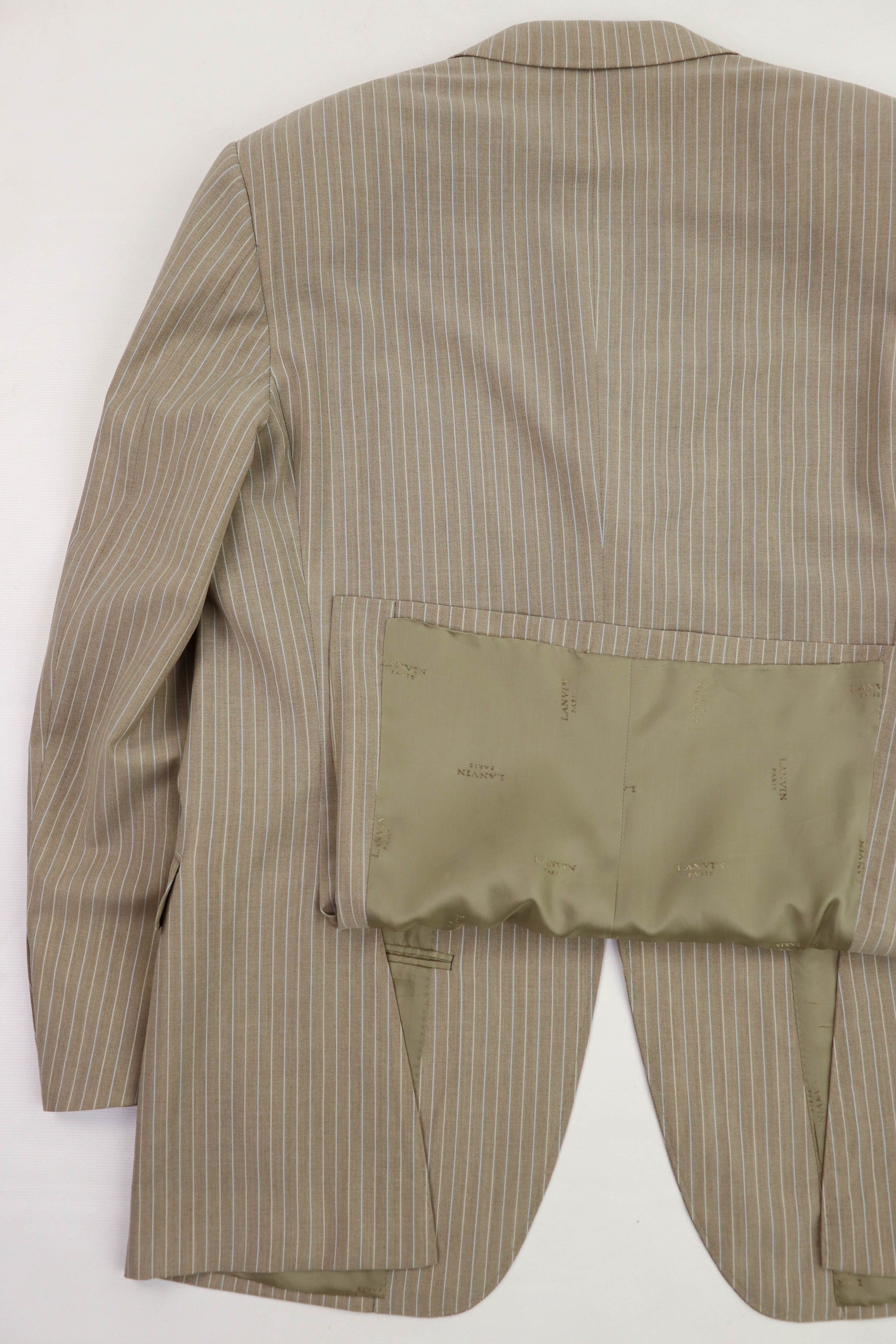 Lanvin Lanvin Paris Vintage Beige Striped Sport Coat Blazer Jacket Size 54R - 10 Thumbnail