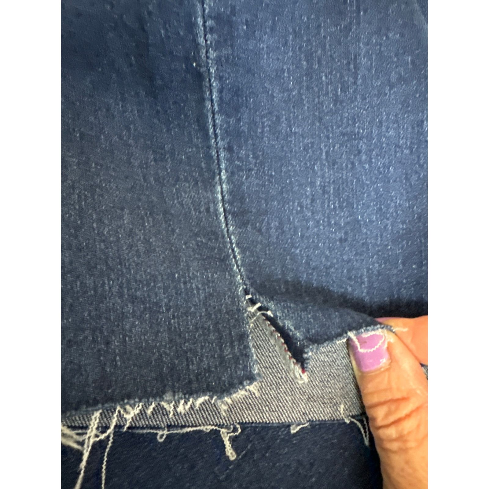 Other Hannah Size 14 Dark Wash Jeans Raw Hem Super Soft & Stretchy Size 36" / US 14 / IT 50 - 6 Thumbnail