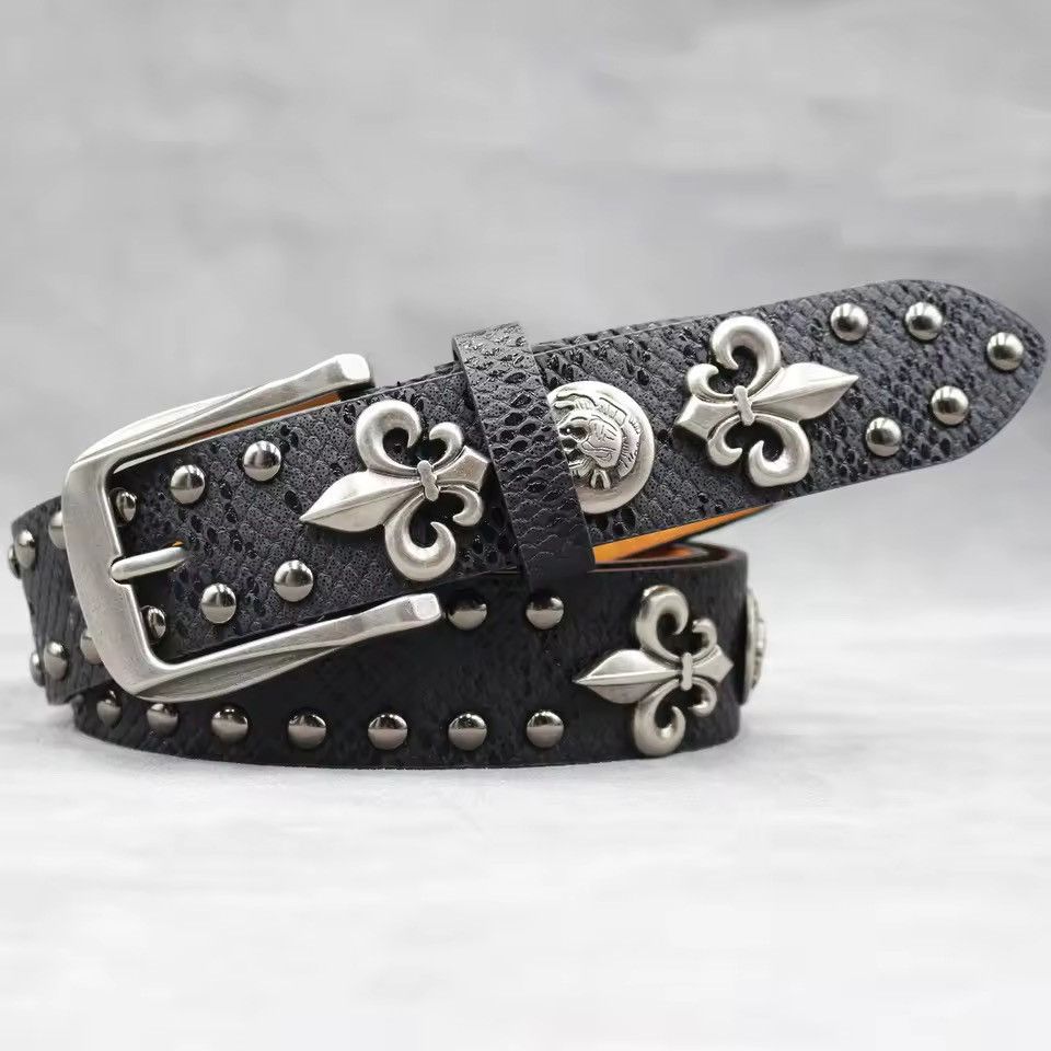 Japanese Brand Y2k PU Leather Rivet Punk Skull Rock Belt 105 cm Size ONE SIZE - 3 Thumbnail