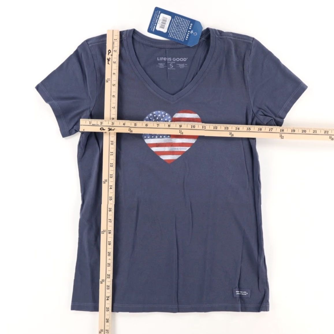 Life is Good Life Is Good Watercolor USA Flag Solid V-Neck T-Shirt Blue Women's S Size S / US 4 / IT 40 - 3 Thumbnail