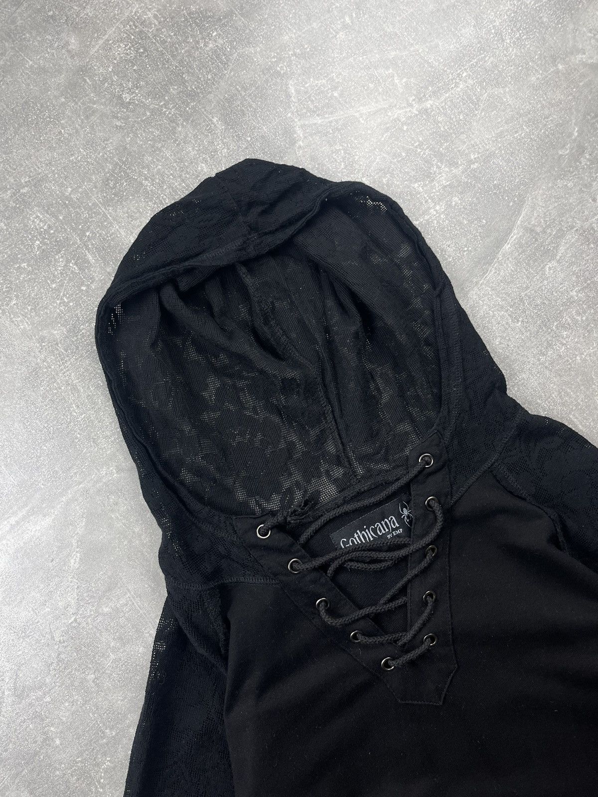 Other Gothicana by EMP Black Hoodie Gothic Punk Mesh Hood&Sleeves Size L / US 10 / IT 46 - 4 Thumbnail