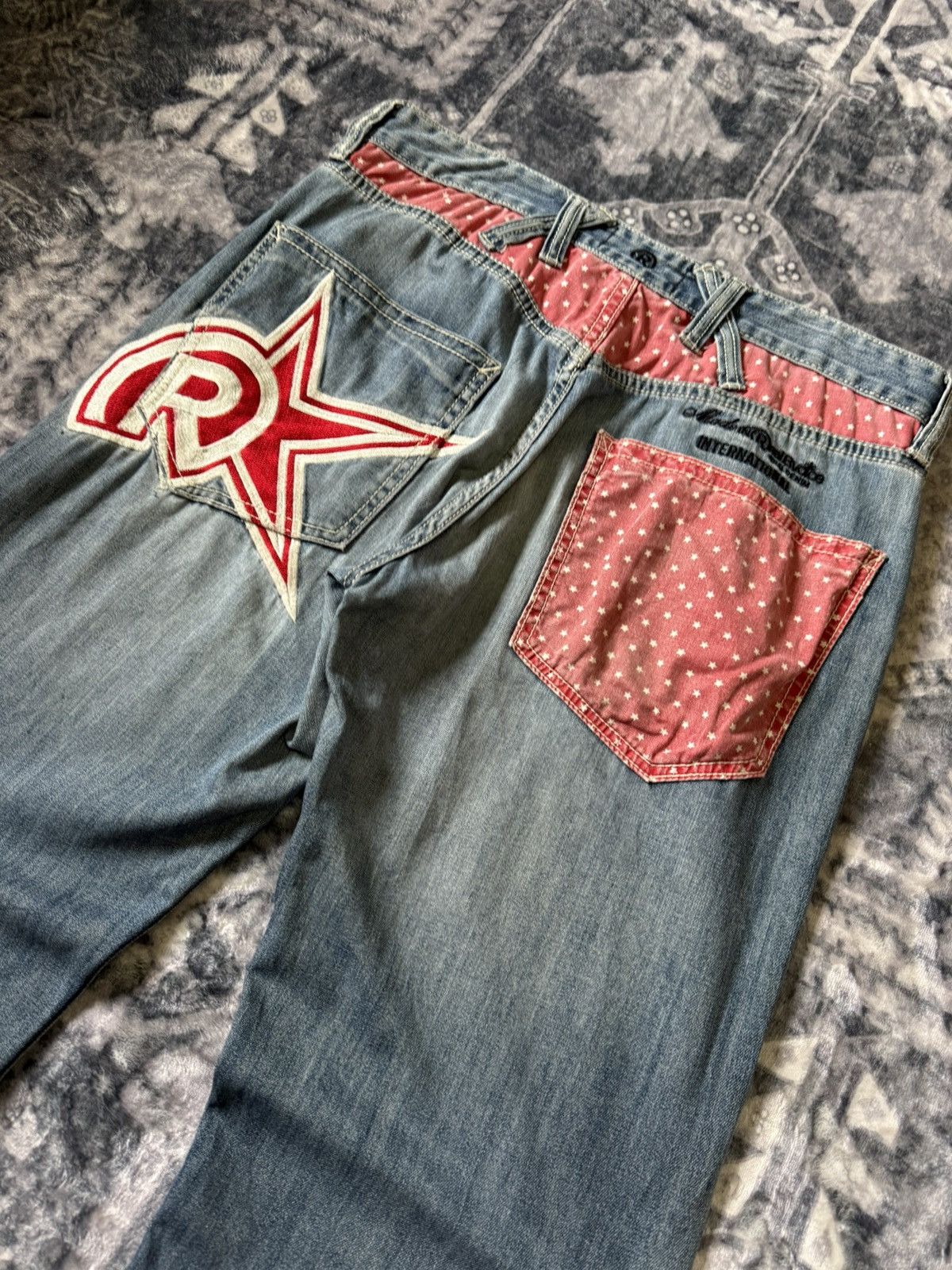 G-Unit × Vintage Y2k Real Bvoice Embroidered Pocket Baggy Loose Jeans Size US 32 / EU 48 - 3 Thumbnail