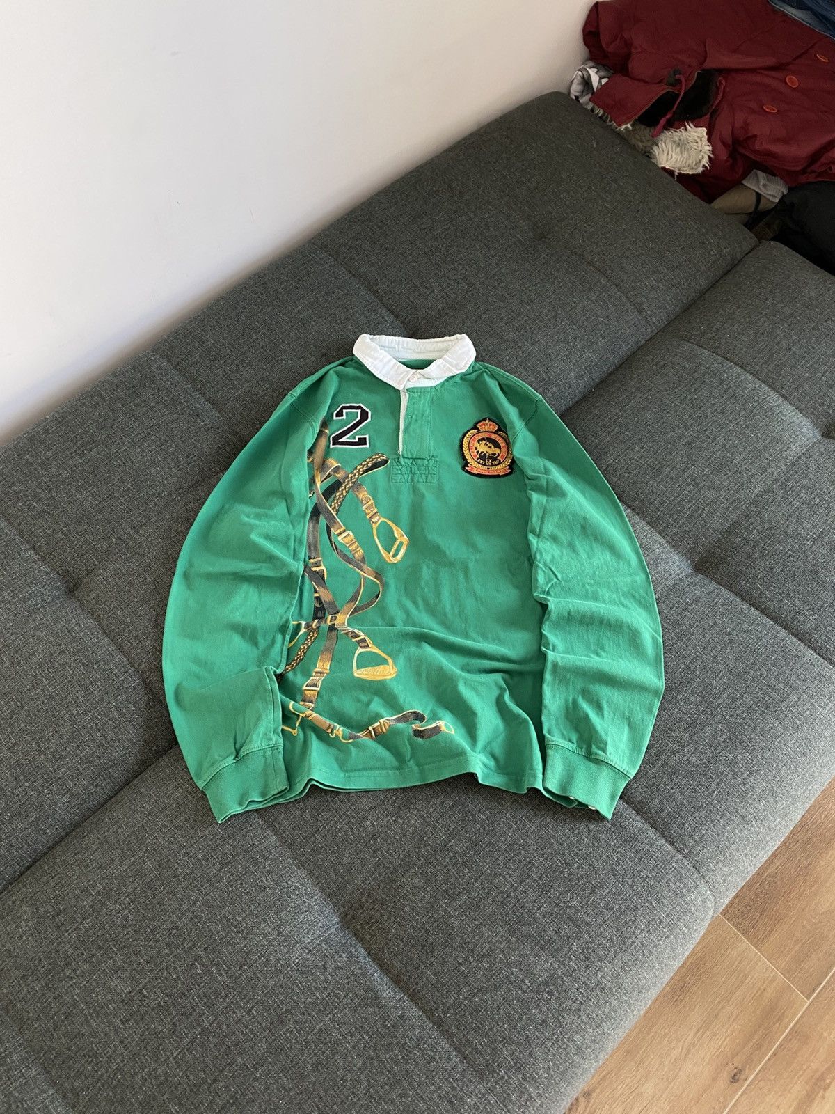 Polo Ralph Lauren Polo Ralph Lauren Vintage Polo Rugby Shirt Big Logo Chains Size US L / EU 52-54 / 3 - 1 Thumbnail