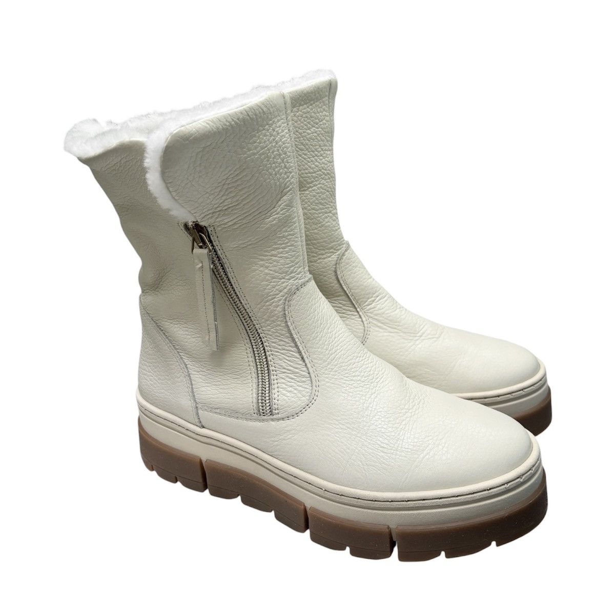 Other Sole Bliss Cream Leather Wonder Shearling Boots Size US 7 Size US 7 / IT 37 - 3 Thumbnail