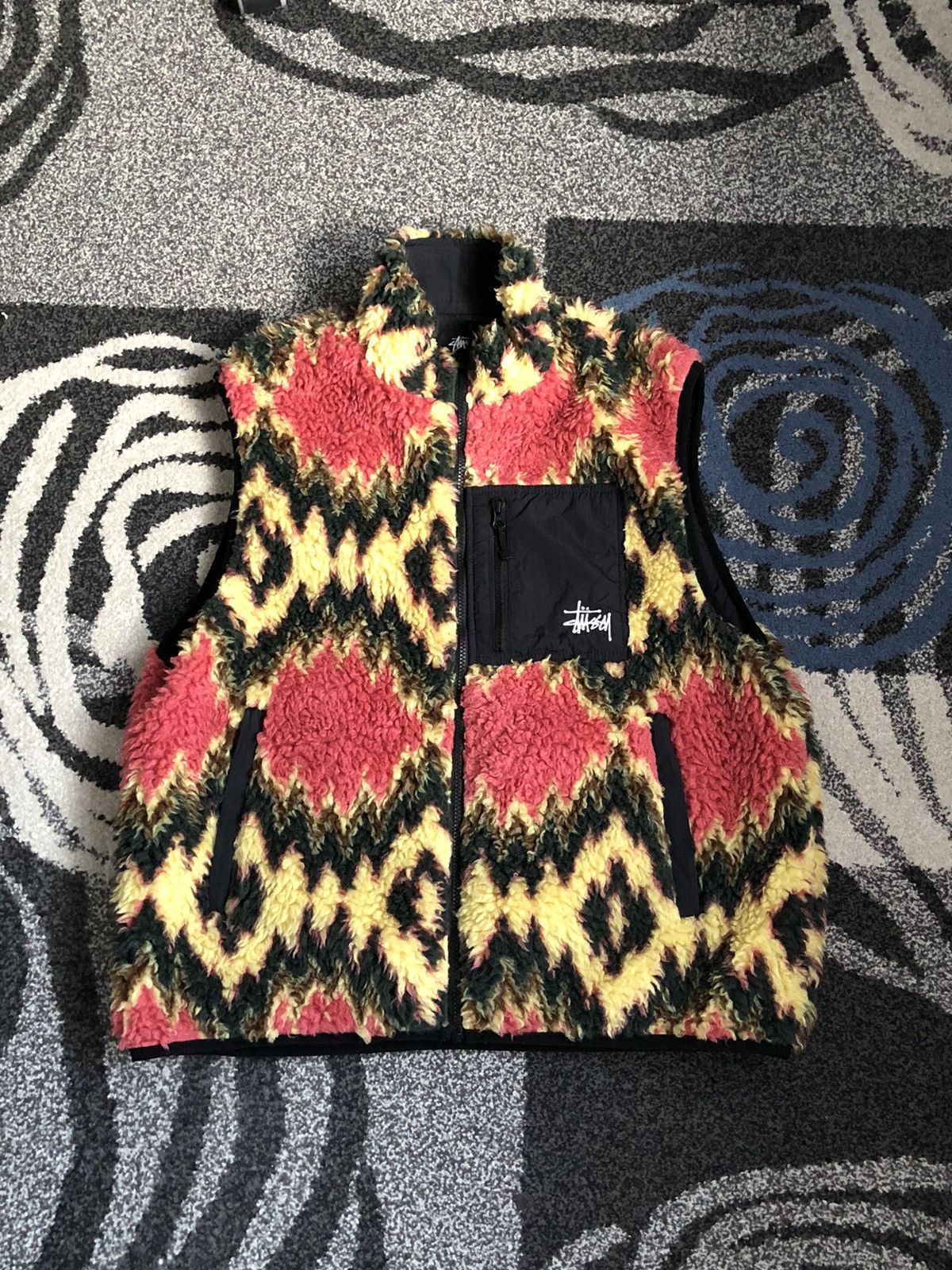 image of Stussy Fillmore Sherpa Fleece Vest, Men's (Size XL)