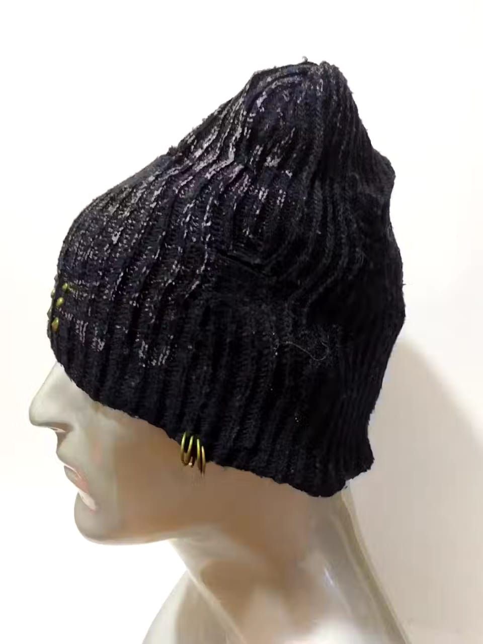 Handmade Unknown Skull Distressed Beanie Punk Bondage Studded Hats Size ONE SIZE - 3 Thumbnail