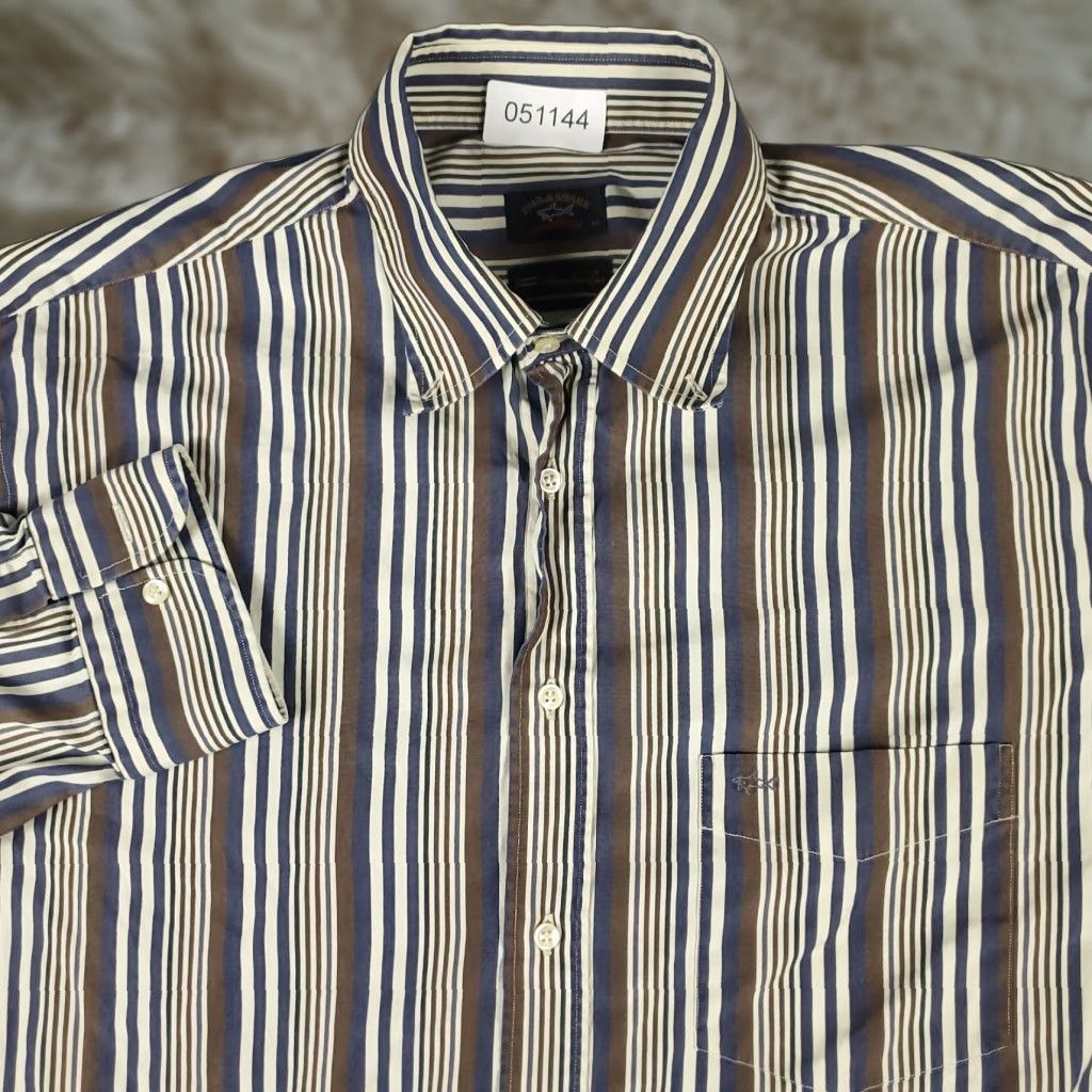 Paul & Shark Paul & Shark Shirt Mens 44 Blue Striped Button-Up Long Sleeve Casual Button-Down Size US XXL / EU 58 / 5 - 1 Thumbnail
