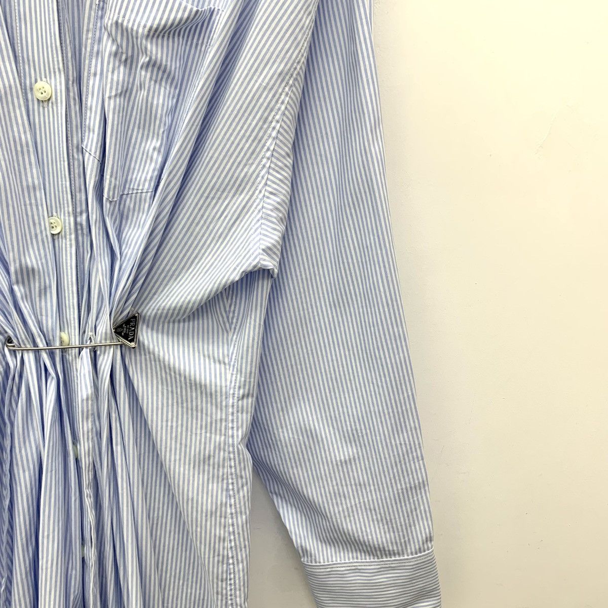 Prada Prada Blue And White Striped Long Sleeve Shirt Dress K26WX Size S / US 4 / IT 40 - 4 Thumbnail