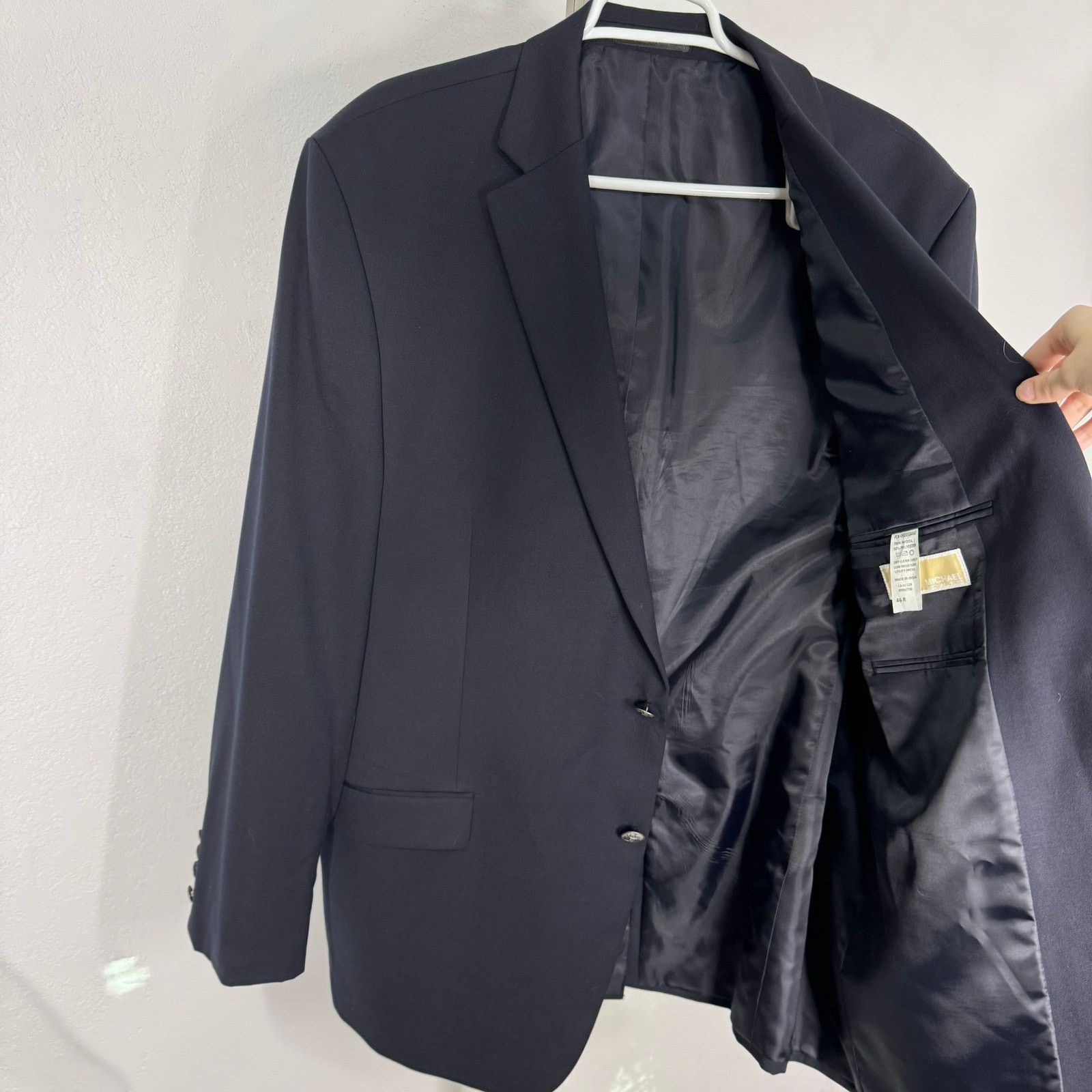 Michael Kors MICHAEL MICHAEL KORS Men's Sport Coat Blazer Two-Button Navy Size 46R - 2 Thumbnail
