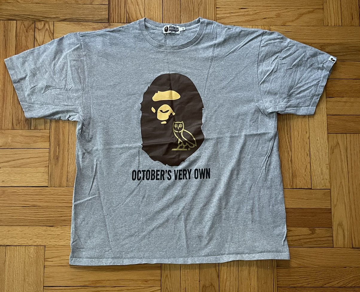 image of Ovo X Bape A Bathing Ape October’S Very Own T Shirt 3Xl in Grey, Men's (Size 2XL)