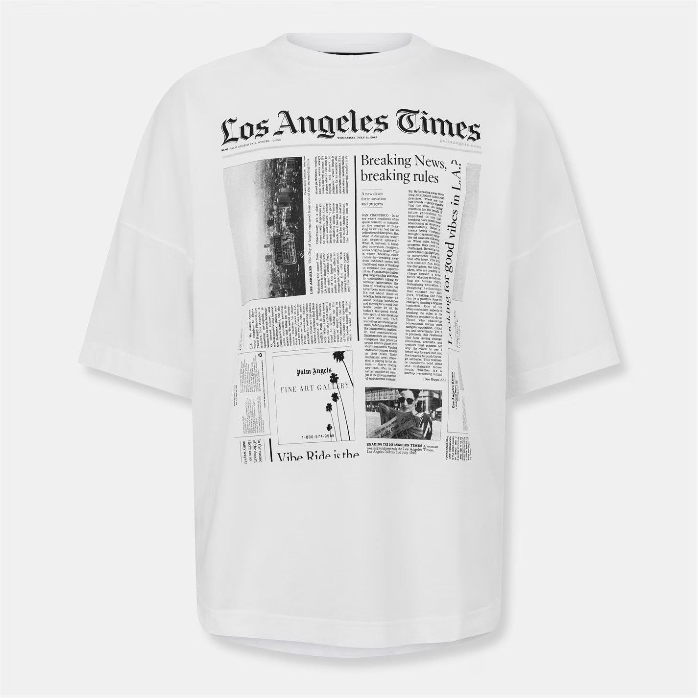 Palm Angels o1g2r1mq0426 PA LA Times Oversized T-Shirt in White Size US S / EU 44-46 / 1 - 1 Thumbnail