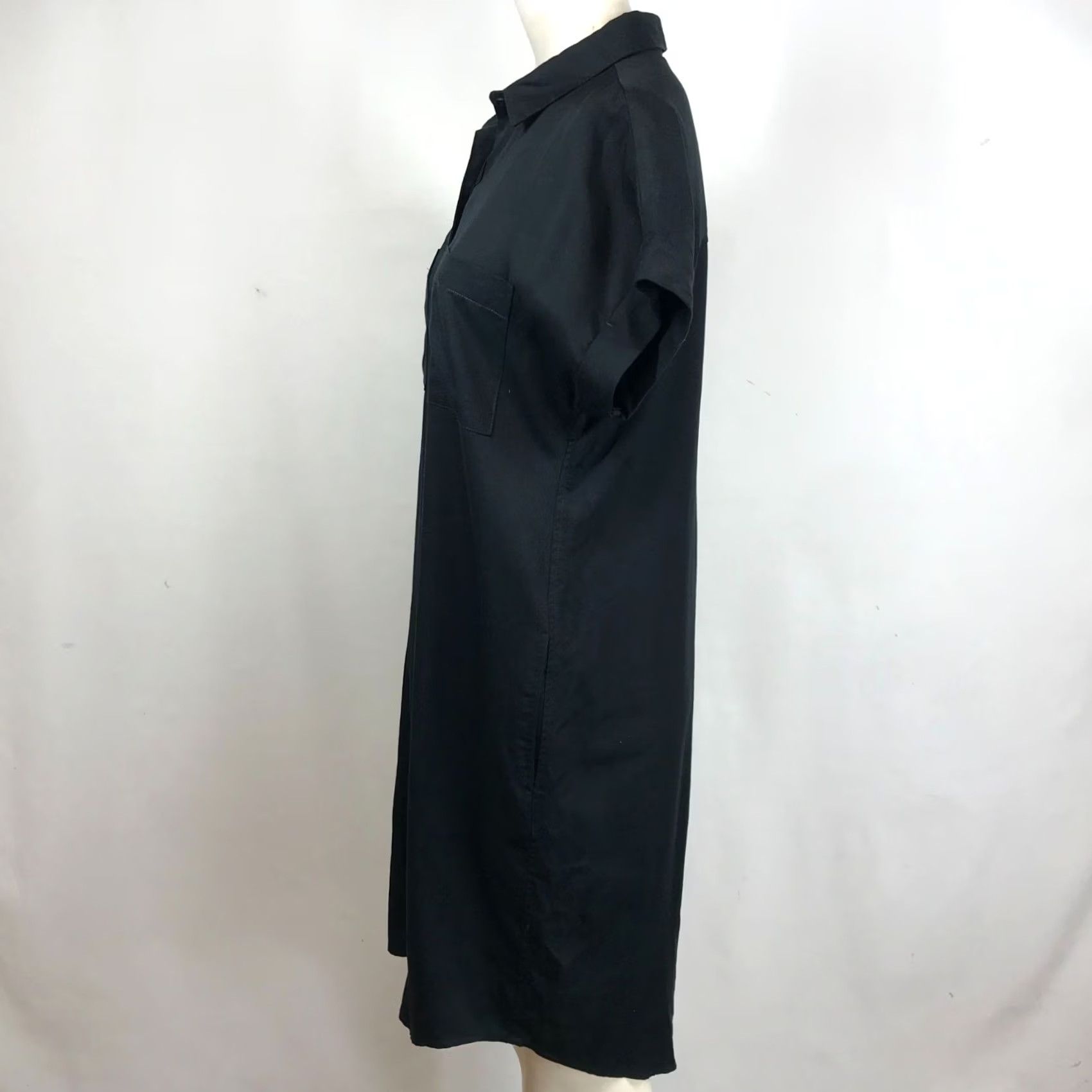 Orvis Orvis Women's S Shirt Dress Black Short Sleeve Collared Lyocell Button Size S / US 4 / IT 40 - 6 Thumbnail