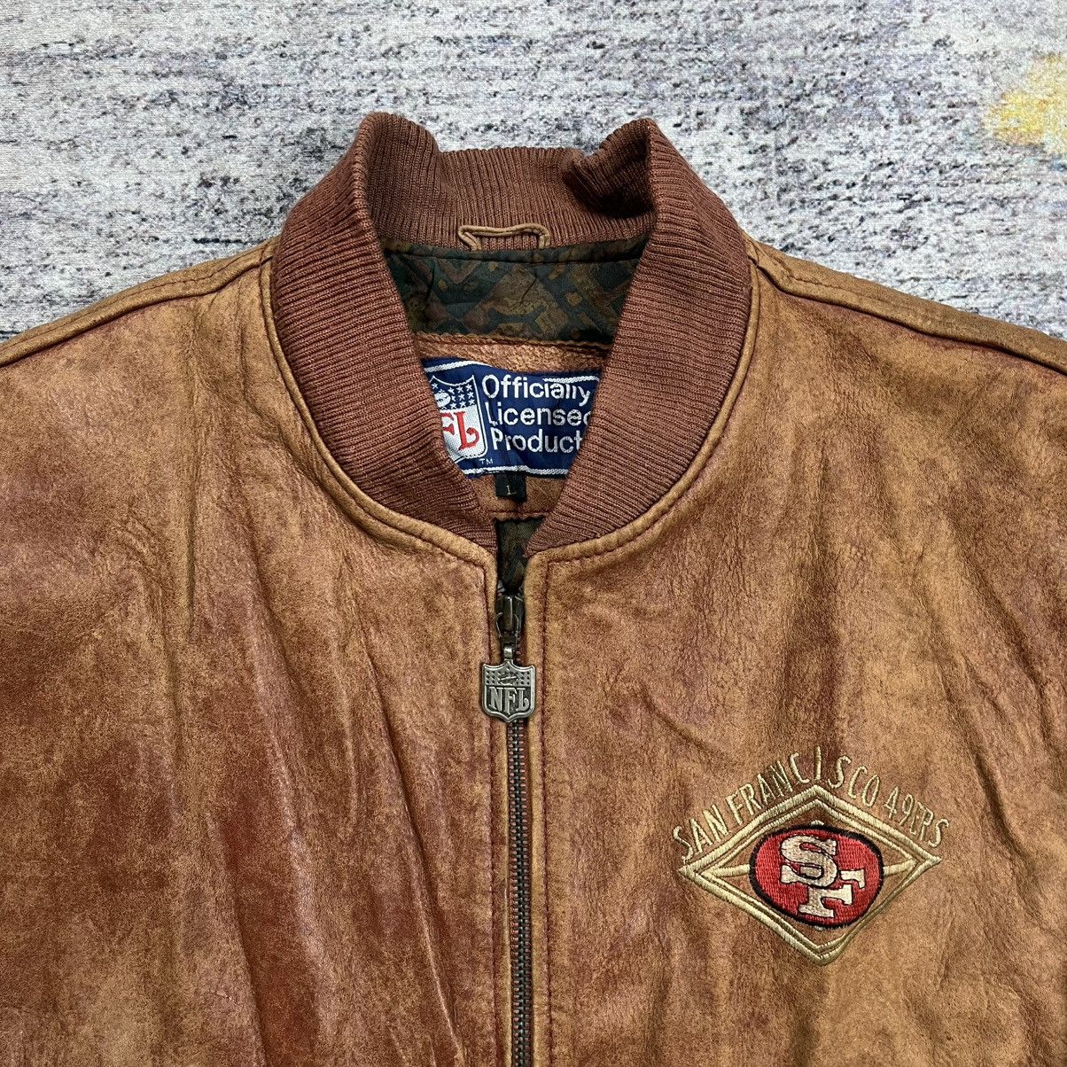 NFL Vintage 90s Nfl 49ers bomber leather jacket by campri Size US L / EU 52-54 / 3 - 7 Thumbnail