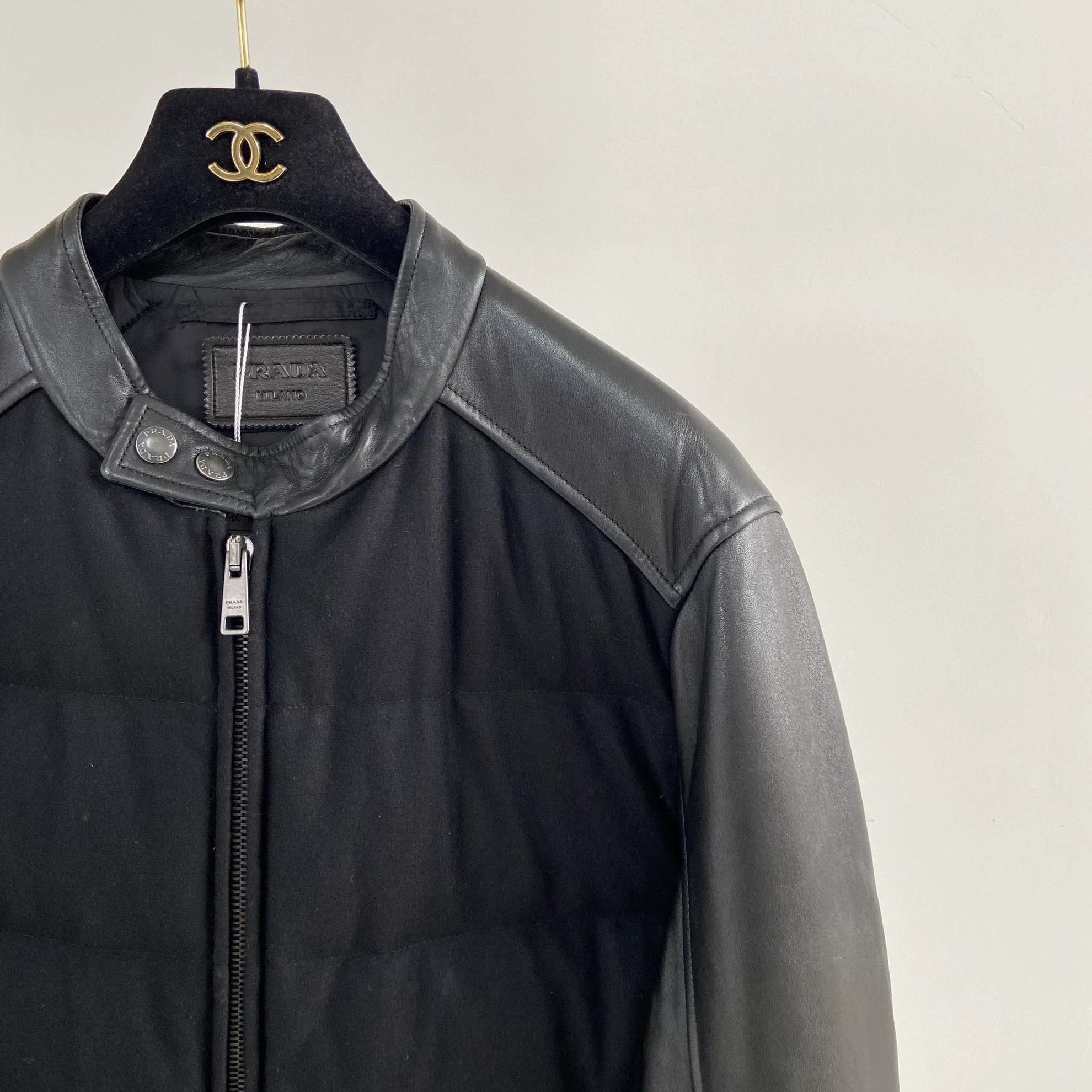 Prada Prada Black Leather Paneled Jacket Size 52 Size US L / EU 52-54 / 3 - 3 Thumbnail