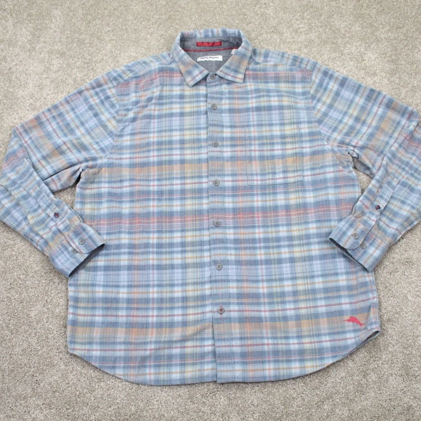 Tommy Bahama Tommy Bahama Shirt Mens XL Blue Madras Textured Cotton Long Sleeve Button Up Size US XL / EU 56 / 4 - 2 Thumbnail