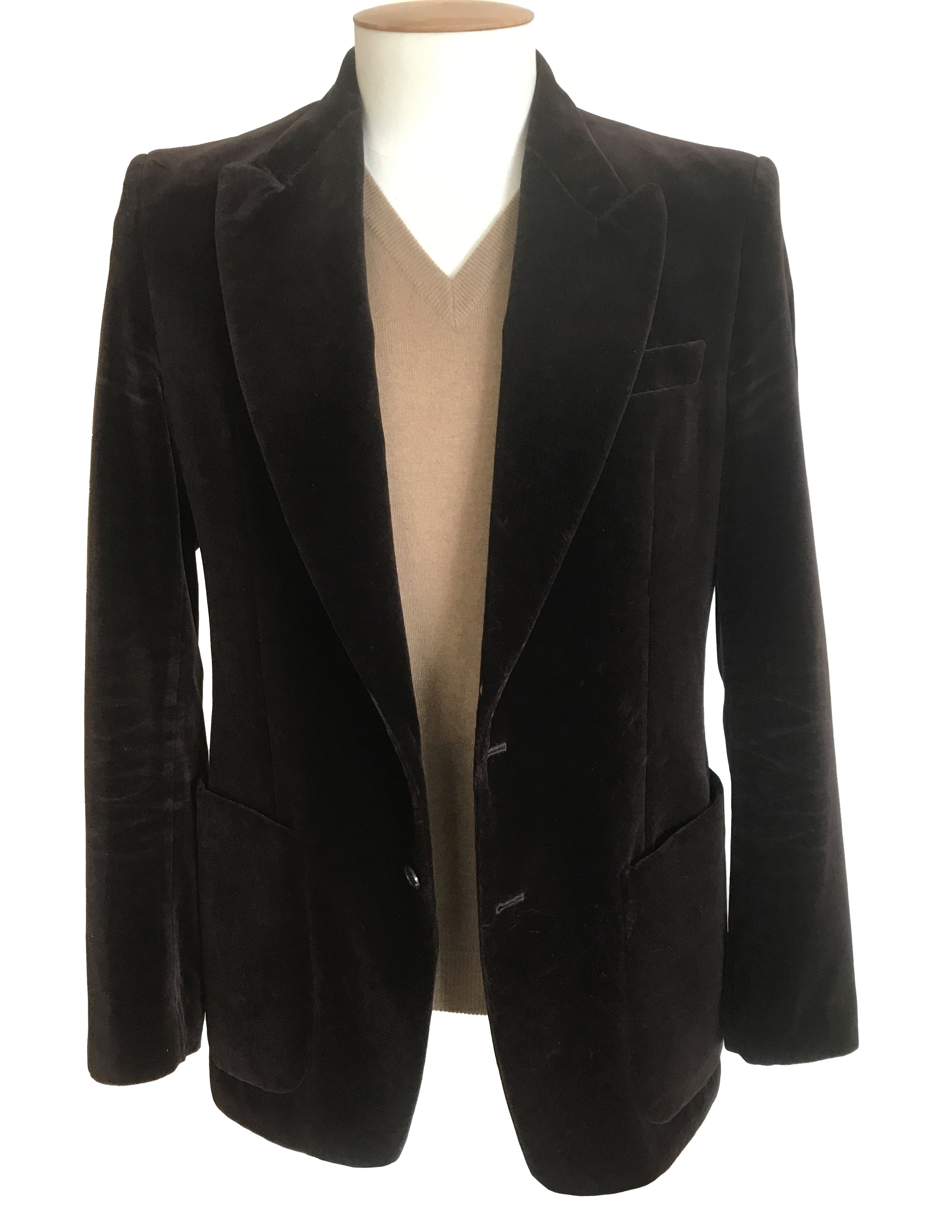 Maison Margiela Early 2000s Brown Velvet Blazer Size 50R - 1 Thumbnail
