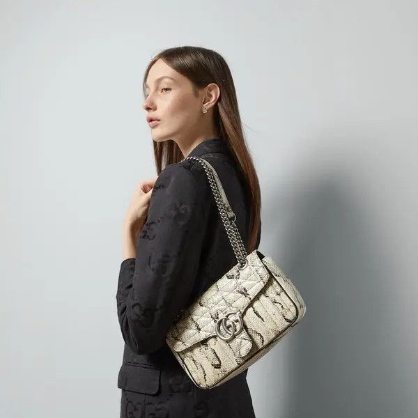 Gucci o1s1wg110225 Size: OS / Python Skin Shoulder Bag in Neutral Size ONE SIZE - 3 Thumbnail