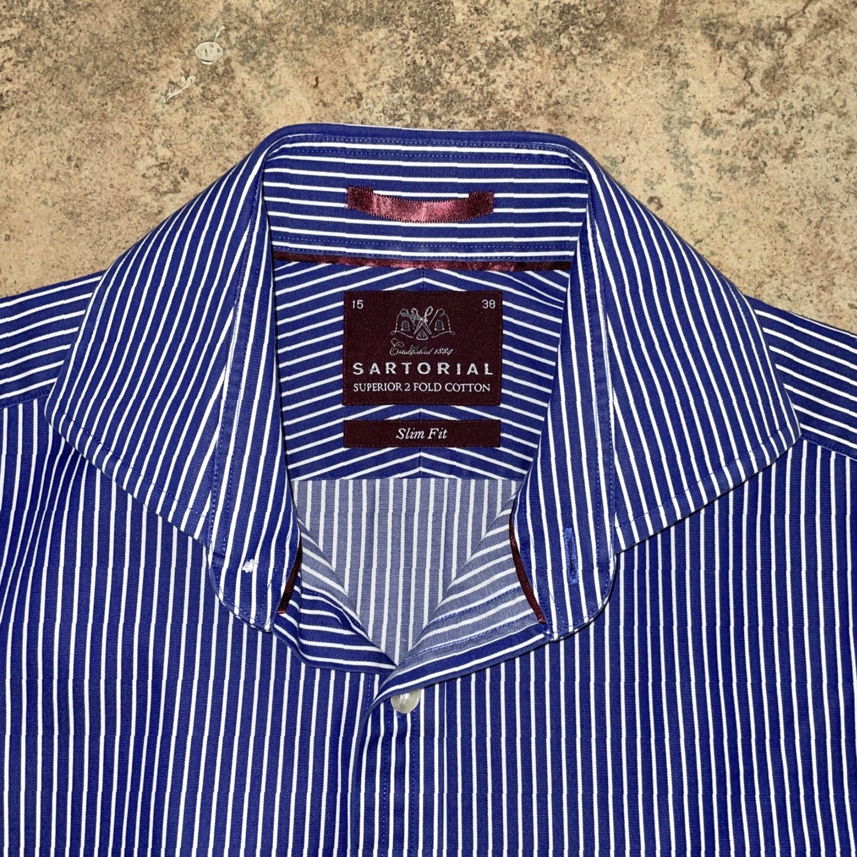 Vintage VINTAGE Startorial Slim Fit Blue Striped Dress Shirt Mens 15/38 Slim Regular Fit Size US M / EU 48-50 / 2 - 2 Thumbnail