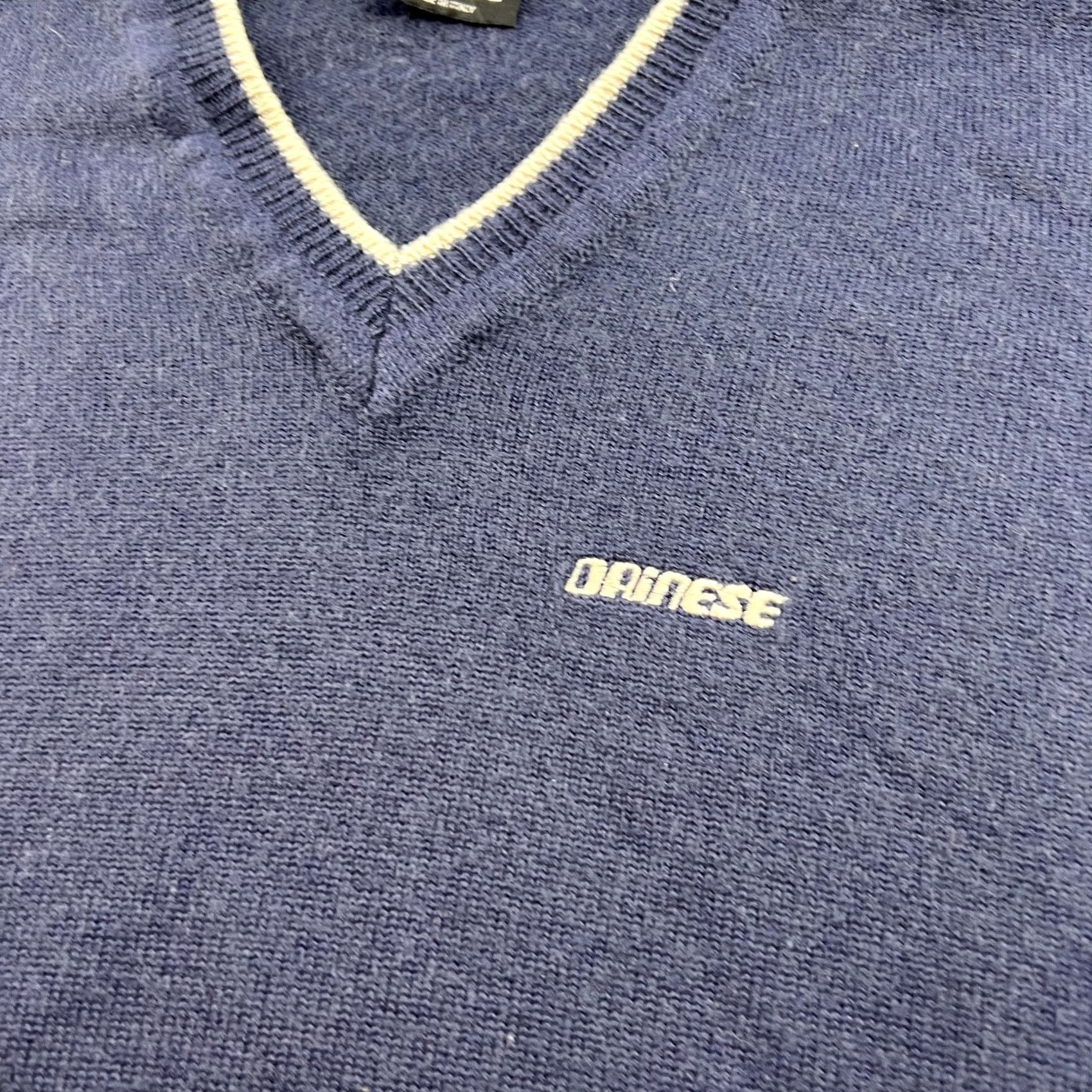 Dainese VINTAGE Dainese Sweater Mens Large Blue V-Neck Wool Acryl Blend Pullover Jumper Size US L / EU 52-54 / 3 - 3 Thumbnail