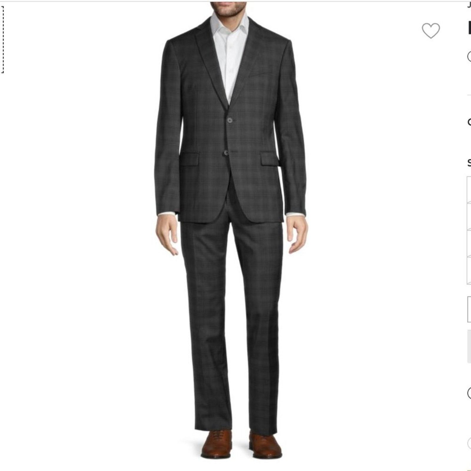 John Varvatos John Varvatos gray black plaid wool 2 piece suit 52R Size 52R - 1 Thumbnail