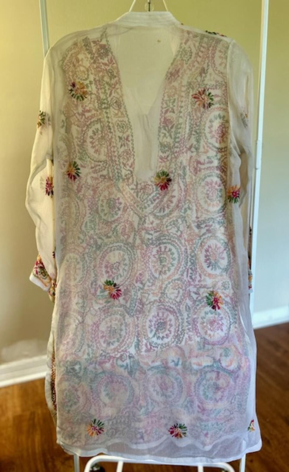 The Unbranded Brand White Embroidered Long Sleeve Tunic Shirt Top Med. Size M / US 6-8 / IT 42-44 - 4 Thumbnail