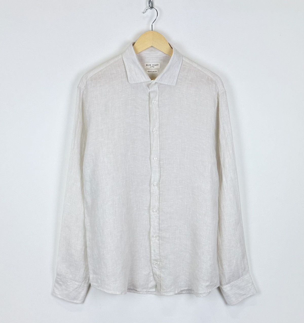Blue Coast Yachting Linen Long Sleeve Shirt Beige Top, Men's (Size Xl) — image 3 of 6