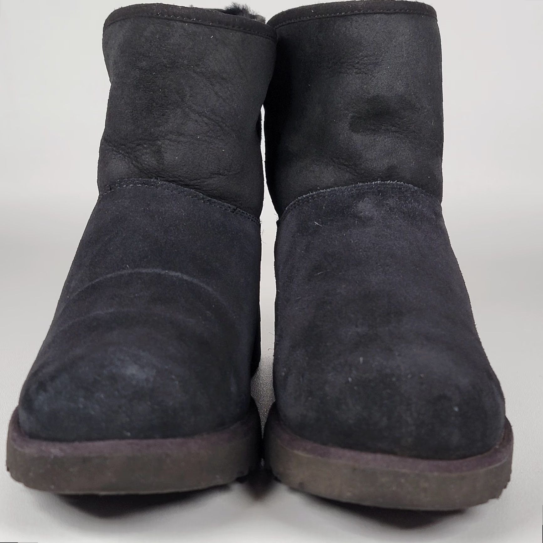 Ugg VINTAGE UGG Kristin Ankle Boots Black Suede 1012497 Women's Size 9.5/39.5 Leather Sheepskin Lining Slip-On Wedge Heel Size US 10 / IT 40 - 2 Thumbnail