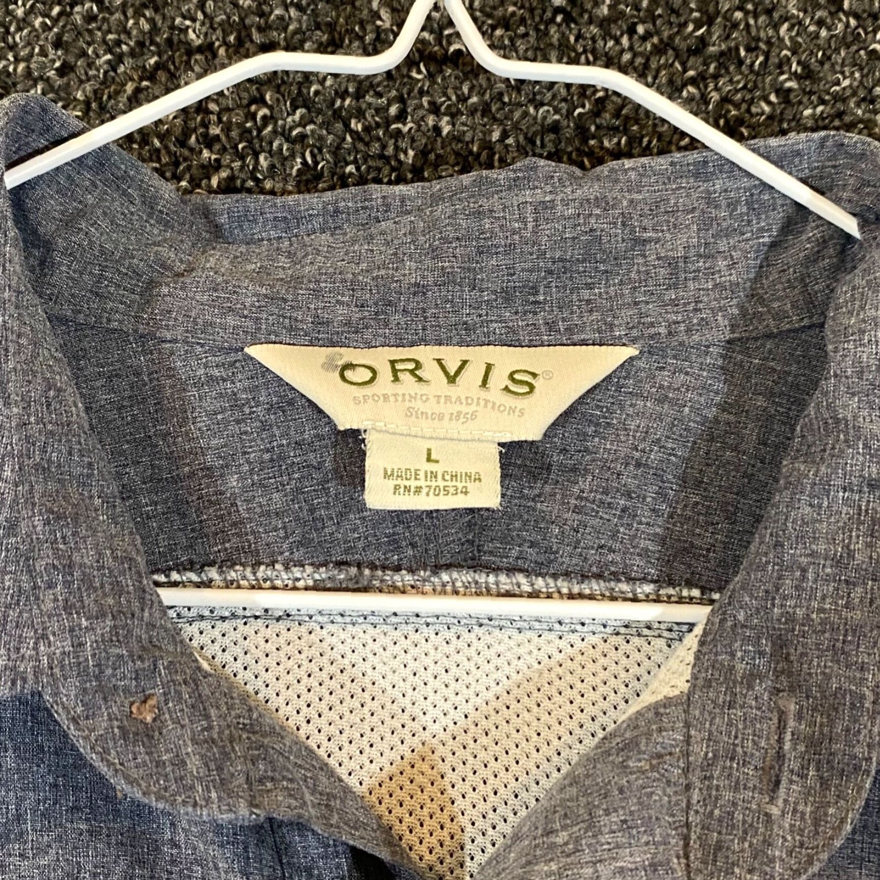 Orvis Orvis Shirt Mens Large Gray Fishing Hiking Trail Button Up Pockets Outdoors L/S Size US L / EU 52-54 / 3 - 2 Thumbnail