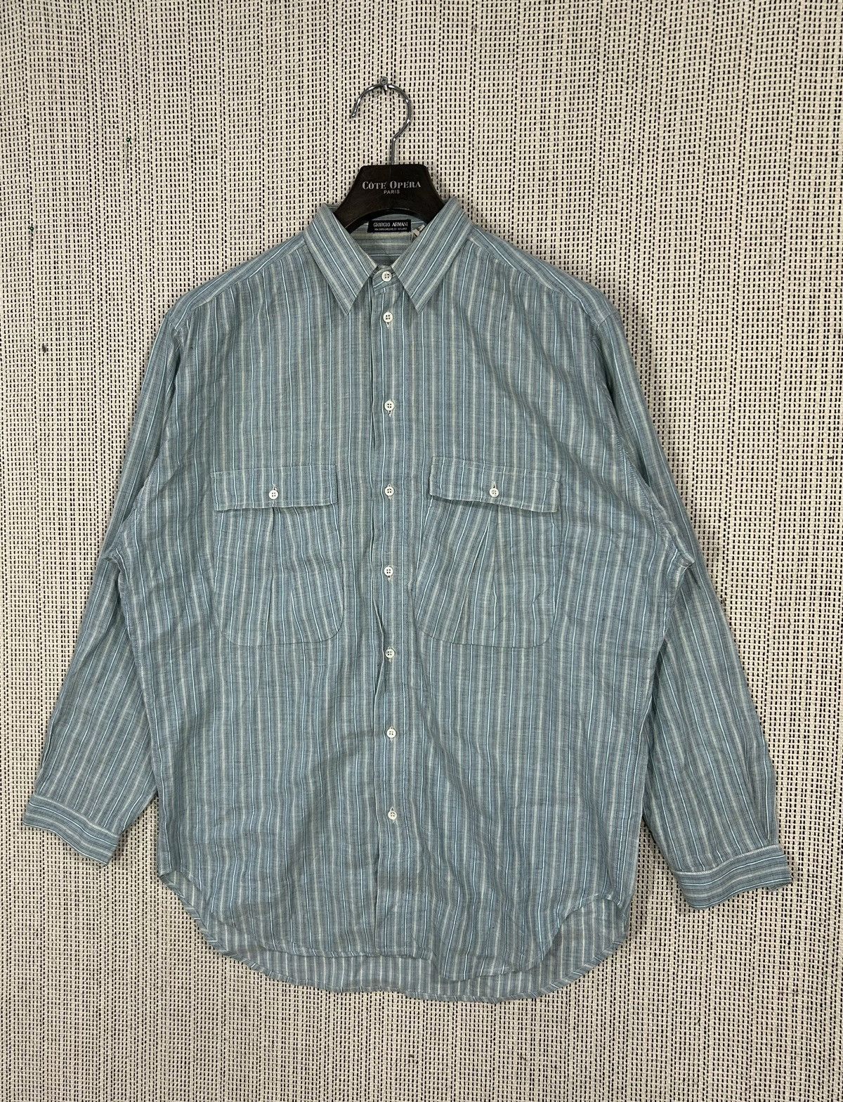 Giorgio Armani Vtg 80s giorgio armani italy made multicolor striped linen Size US XL / EU 56 / 4 - 3 Thumbnail