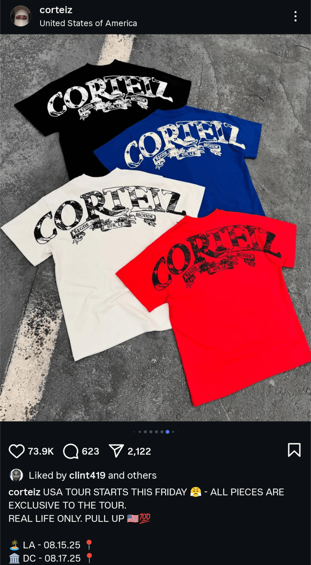 Corteiz Corteiz America Royale Tee Size US M / EU 48-50 / 2 - 4 Thumbnail
