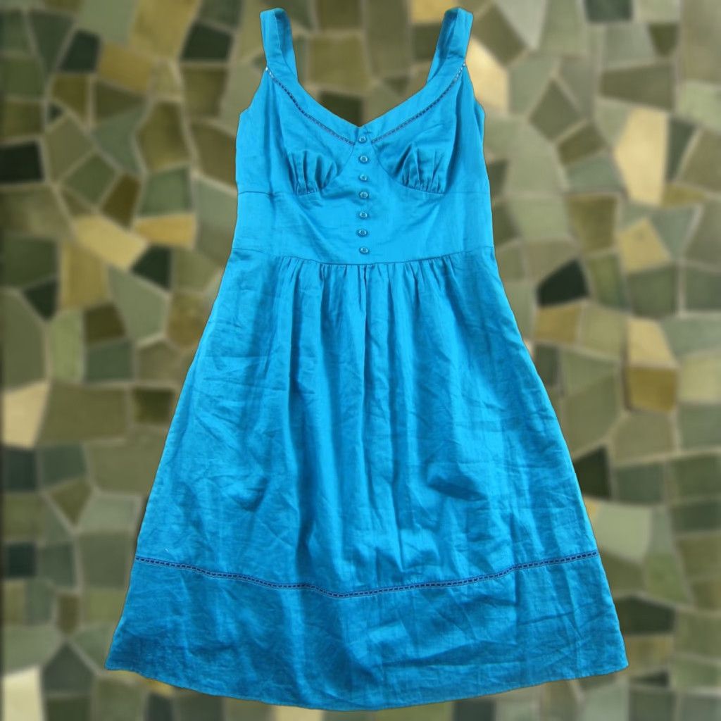 Vintage ROMY Grace Blue 100% Cotton Midi Tank Dress L NWT Women Blue Dress Maxi Sundress Tank Style 18" Pit to Pit 31" Bust 40" Shoulder to Bottom Hem Women Size L / US 10 / IT 46 - 1 Thumbnail