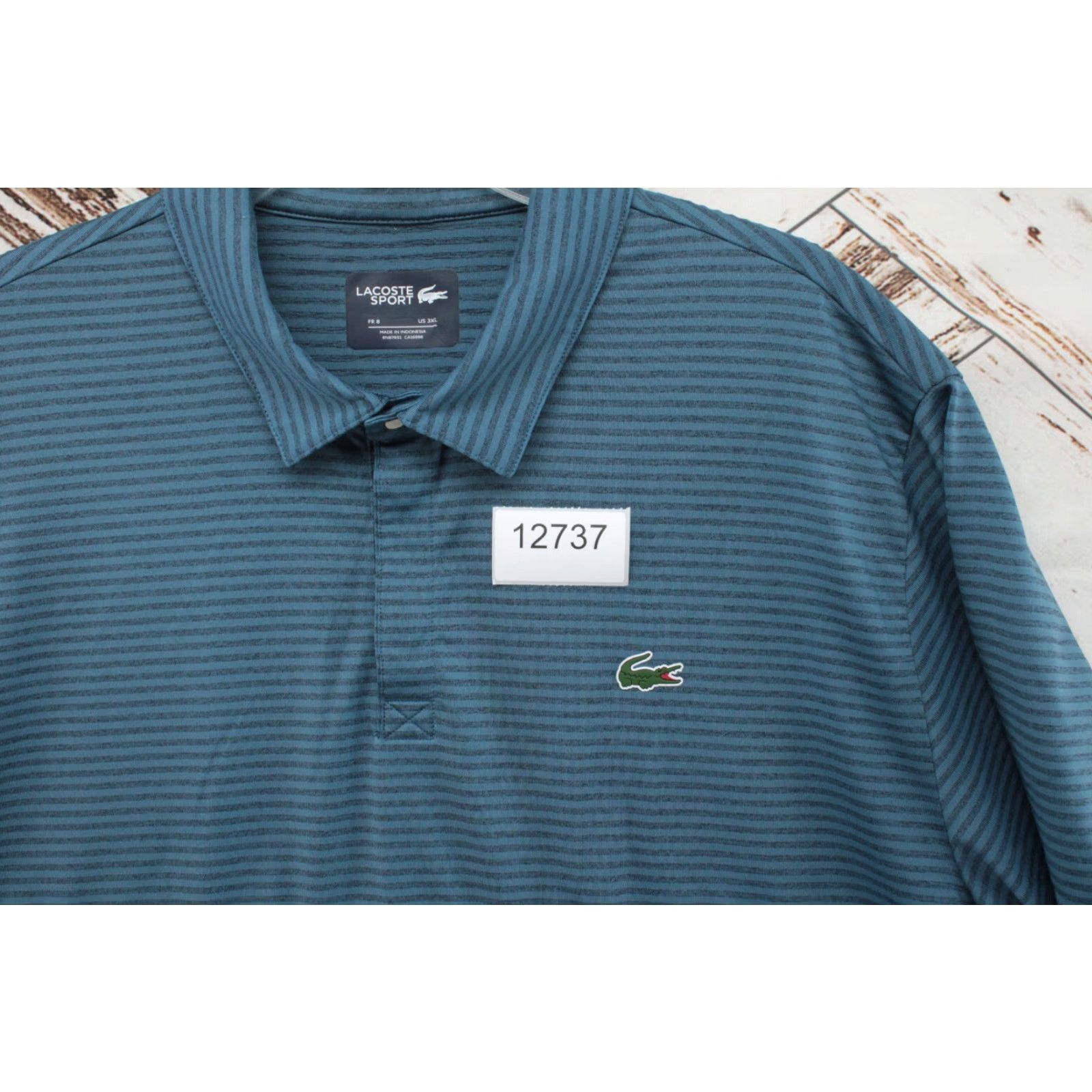 Lacoste VINTAGE Lacoste Polo Shirt Men's 3XL Blue Stripe Short Sleeve Logo Preppy Athleisure Size US XXL / EU 58 / 5 - 8 Thumbnail