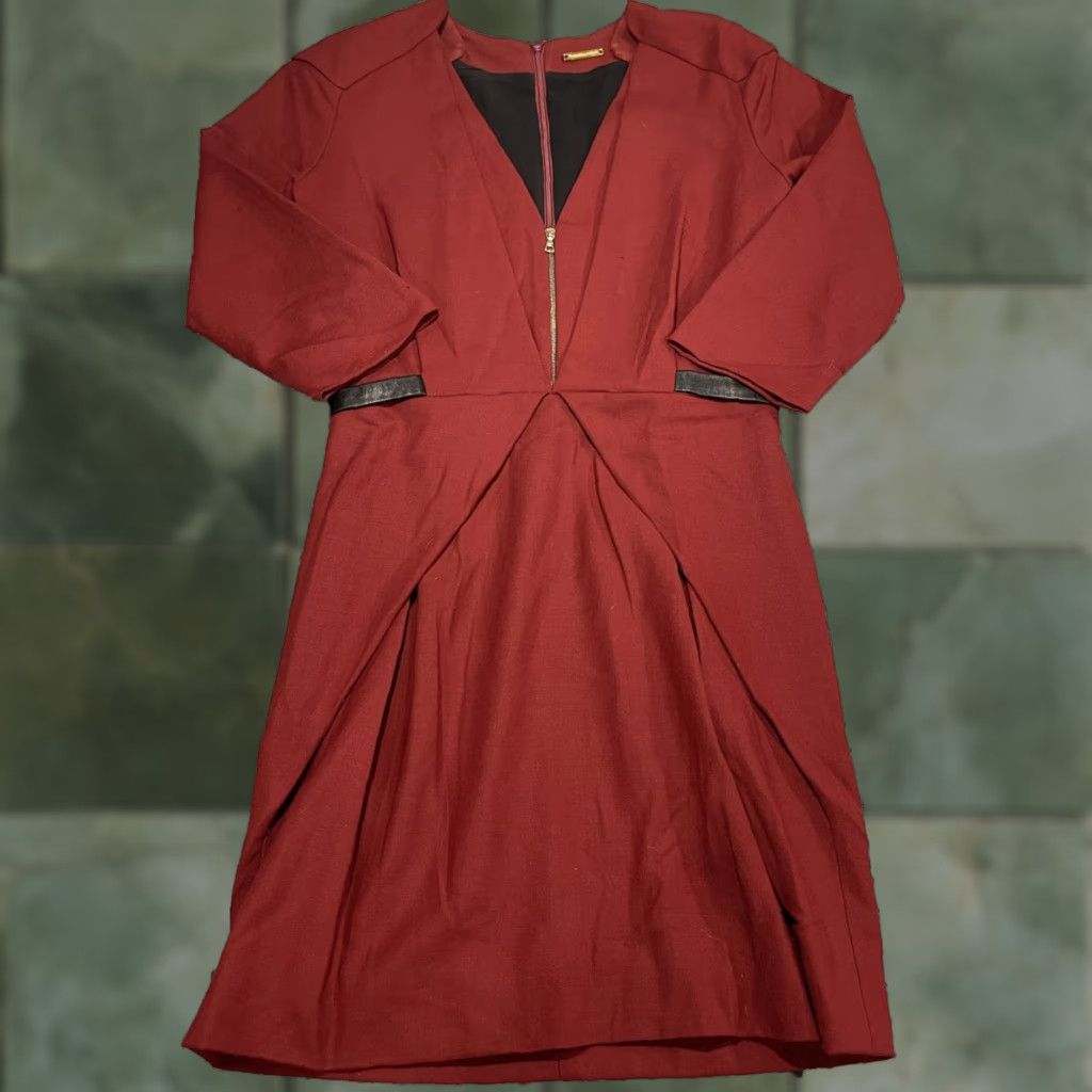 Rebecca Minkoff Rebecca Minkoff Arlington Dress Wool Red Black Lambskin Leather Bodycon Dress 0 Regular Women Knee Length Size XS / US 0-2 / IT 36-38 - 1 Thumbnail